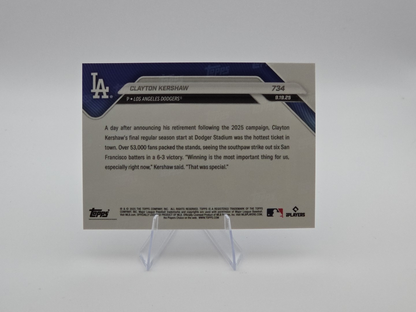 2025 Topps Now – Clayton Kershaw #734 /31753