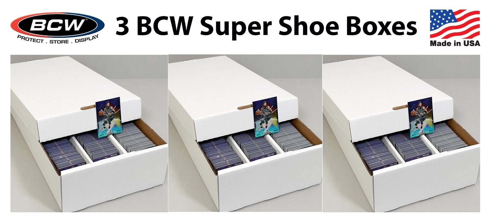 x3 BCW 3000 Ct Super Shoe Box Gaming Baseball Trading Card Storage Fit Toploads