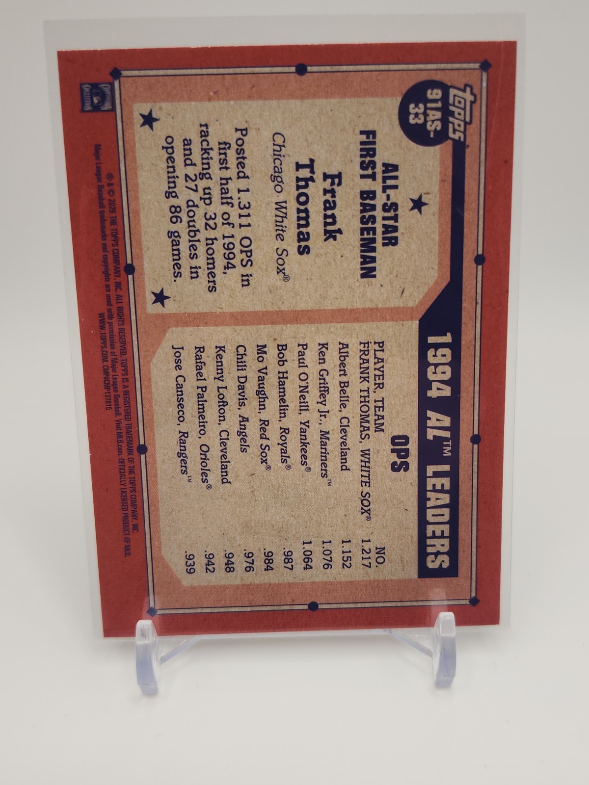 2026 Topps Series 2 – Frank Thomas 1991 All-Star Throwback #91AS-33