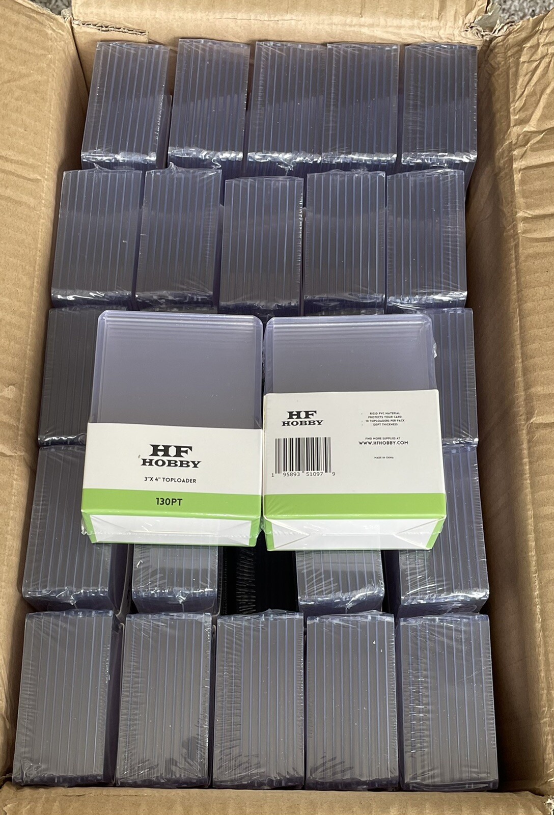 50 Packs of 10 HF Hobby 130pt Point 3×4 Thick Toploader Full Case 500 Toploaders