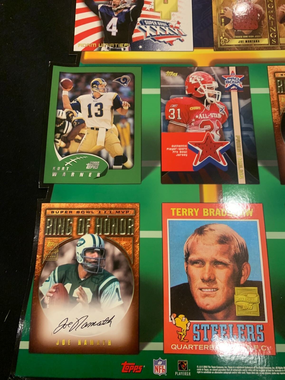 2002 TOPPS FOOTBALL CARD HANGING TWO SIDED DISPLAY HUGE 36″ X 20″ RARE