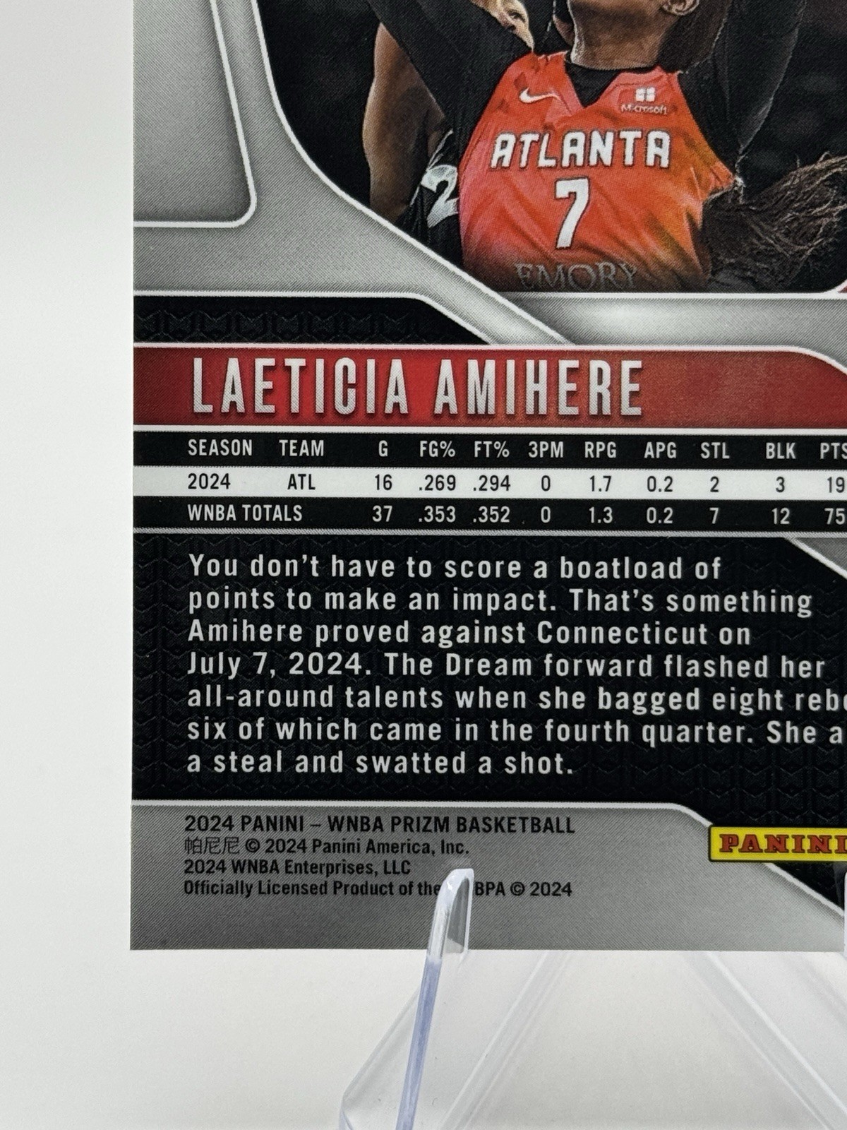 ❄️ 2024 WNBA Panini Prizm – Laeticia Amihere #54 Ice Prizms – Atlanta Dream