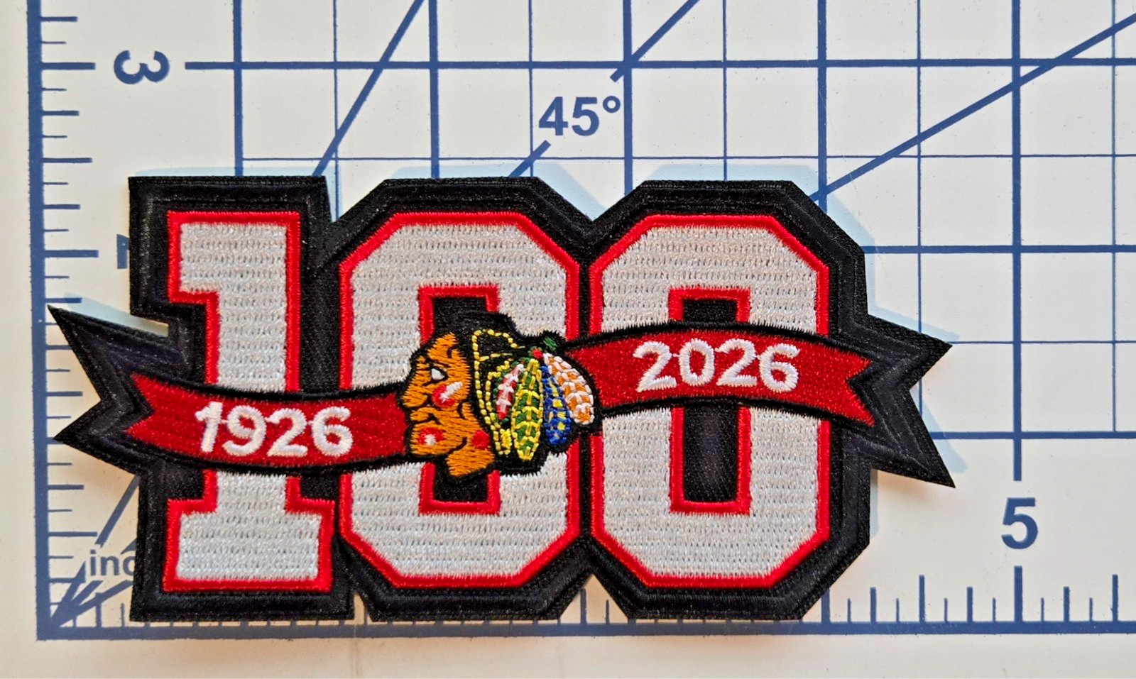 Chicago Blackhawks 4 1/2″ 100 Seasons Iron On Embroidered Patch ~Free Tracking!