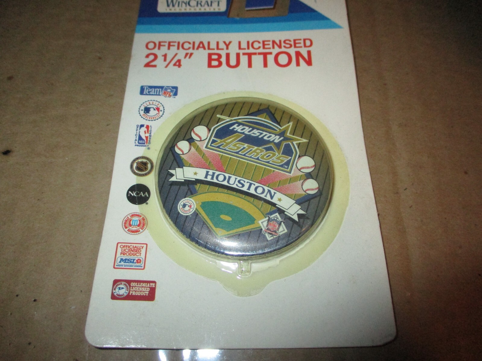 MOC Dead Stock Vintage 90’s HOUSTON ASTROS Logo 2 1/4″ Round Pin By Wincraft