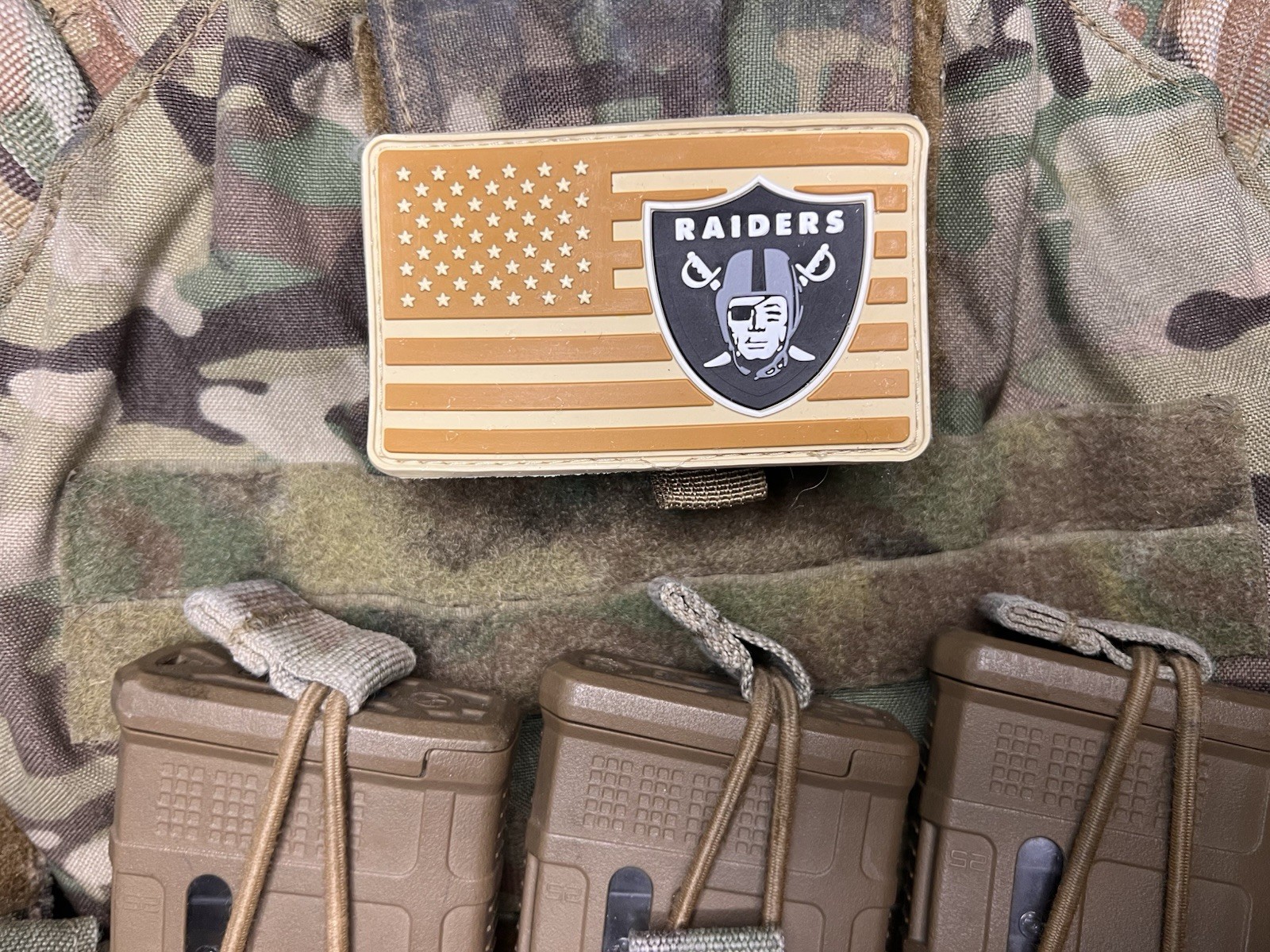 Military Combat American Flag Las Vegas Raiders Oakland Raiders Football Patch