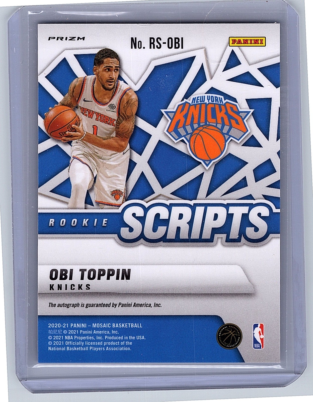 2020-21 Panini Mosaic RC Rooke Obi Toppin Auto Autograph New York Knicks