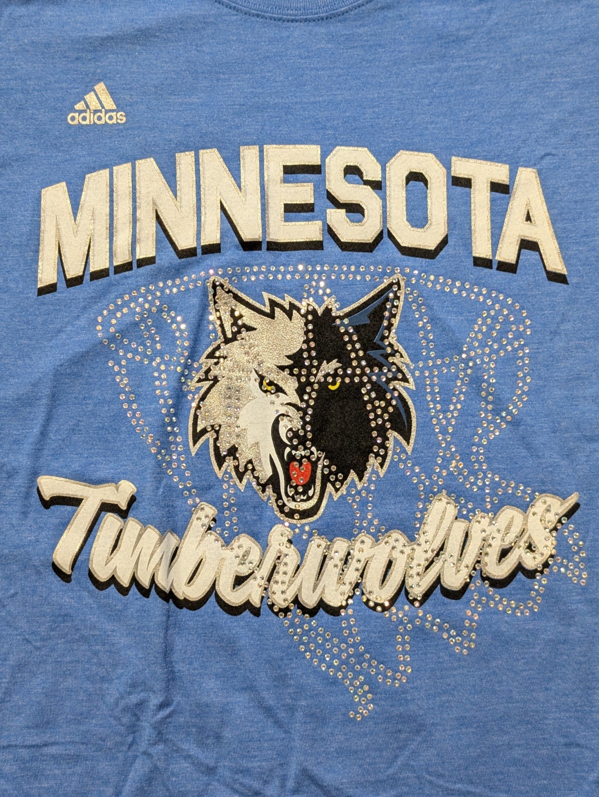 NWT Minnesota Timberwolves Womens Adidas NBA S/S T Shirt Blue L