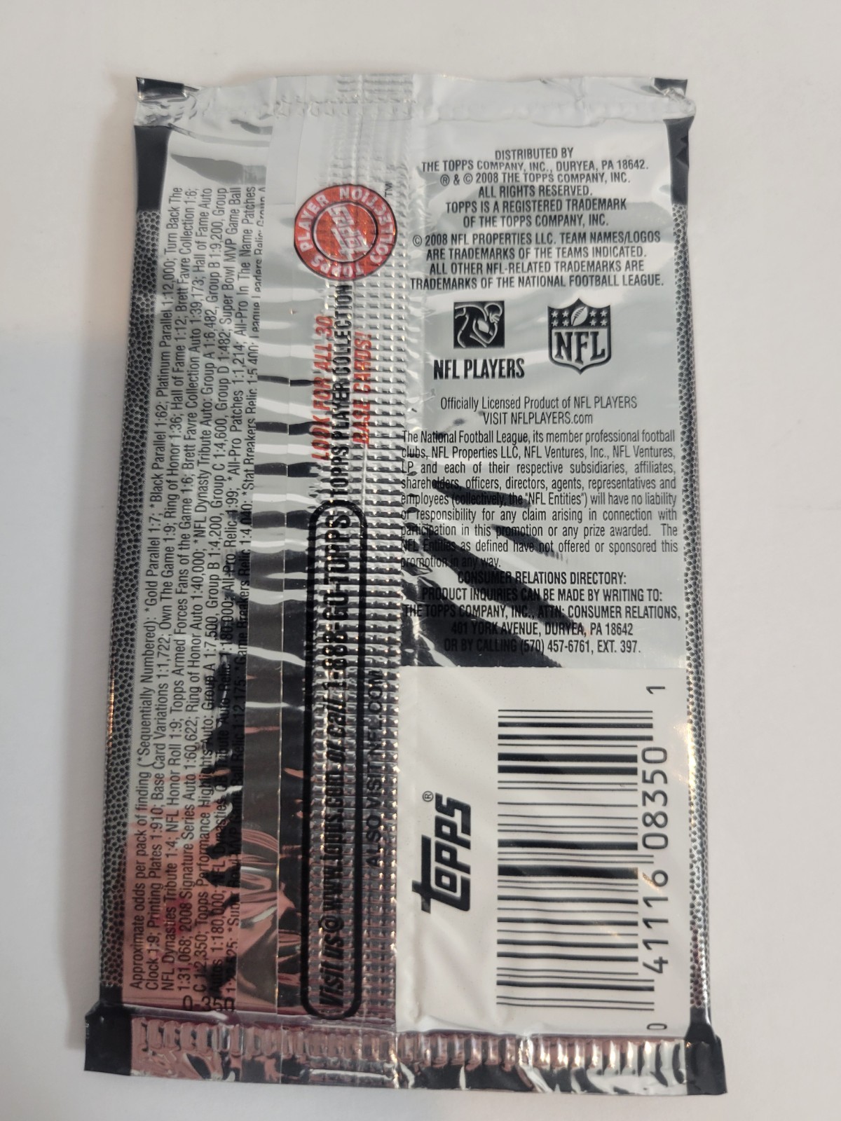 2008 Topps Football 10-card Hobby Pack factory sealed pack