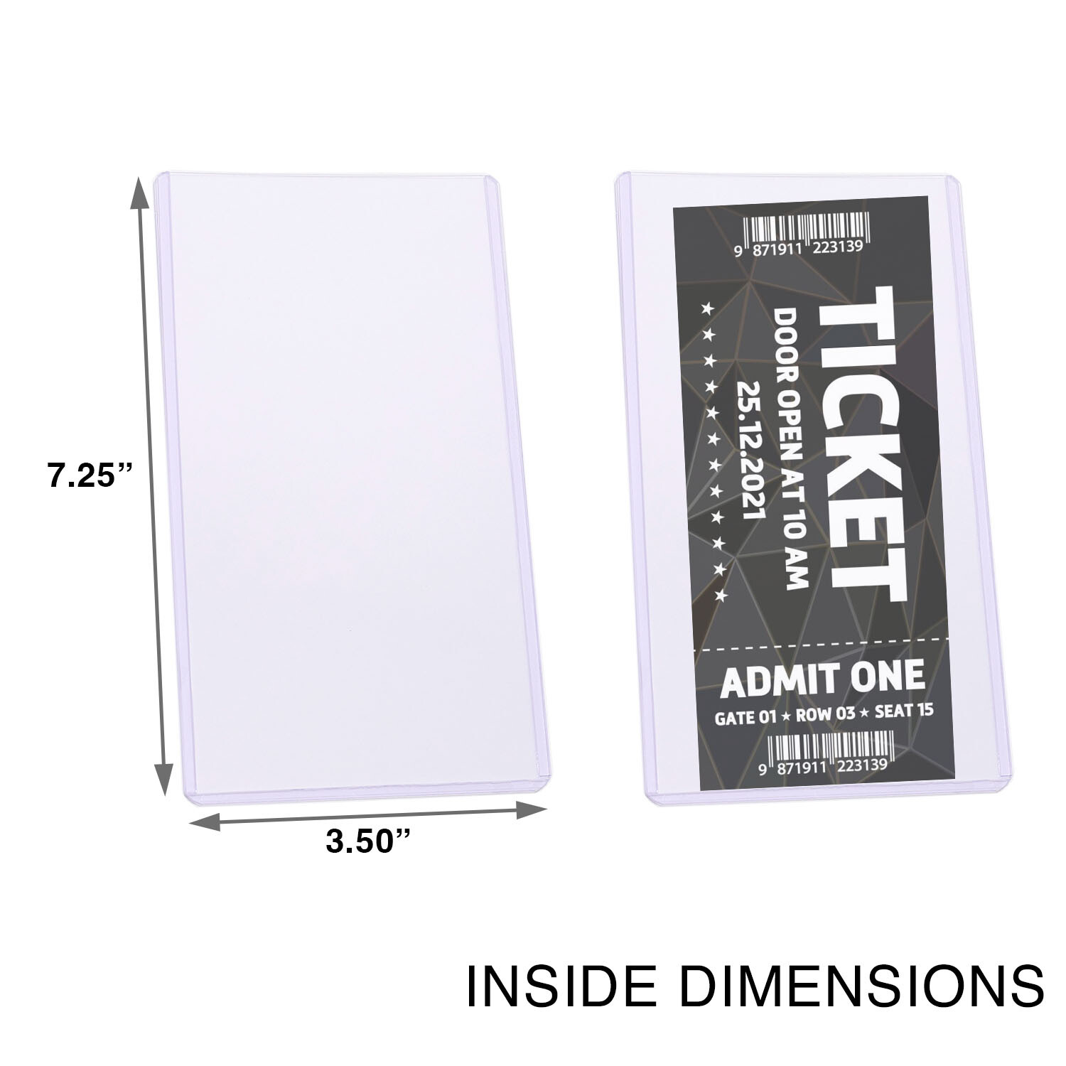 3.5×7.25 Ticket Toploaders Holders Sports Events, Stubs, Concerts 3×7 Sleeves