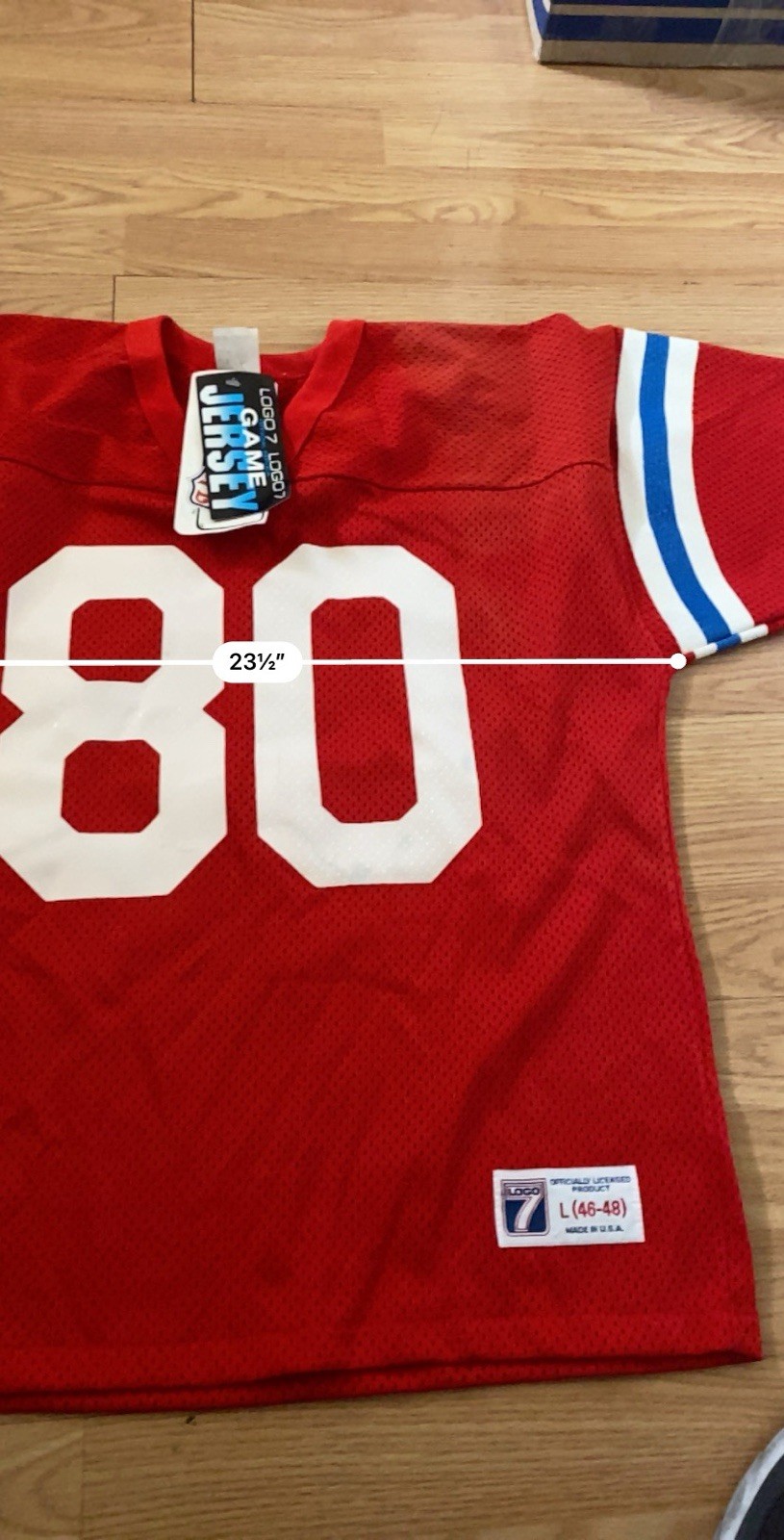 Vtg Logo 7 Irving Fryar NEW ENGLAND PATRIOTS #80 NFL Team Deadstock Sz L
