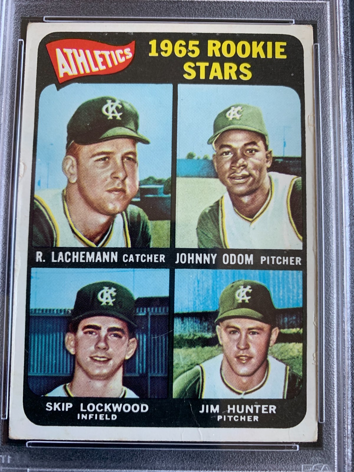 1965 Topps Athletics Rookies JIM “CATFISH” HUNTER PSA 2 plus Odom, Lockwood,