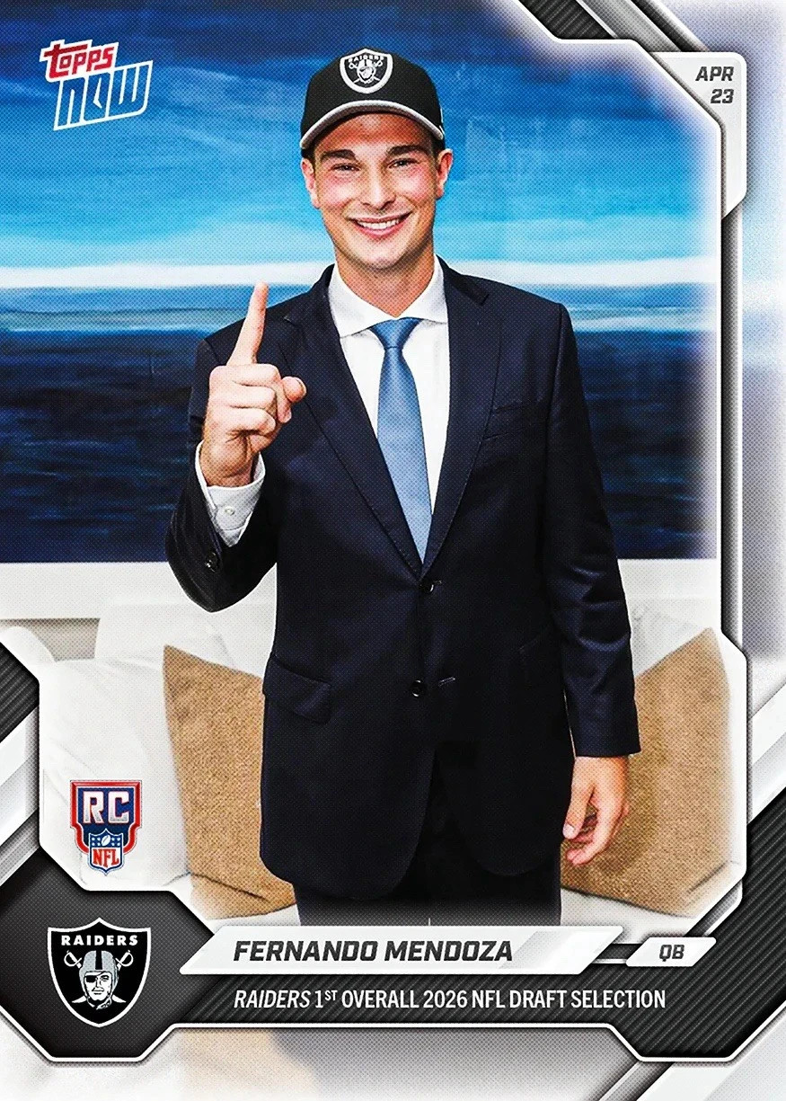 Topps 2026 Topps Now Fernando Mendoza Rookie FMEN Las Vegas Raiders NFL Draft