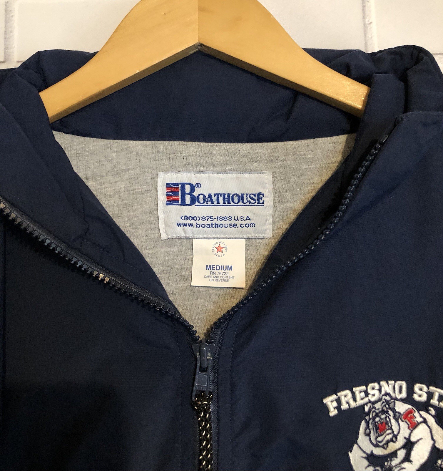 Vintage 2000’s Fresno State Bulldogs Football Boathouse Blue Hooded Lined Jacket