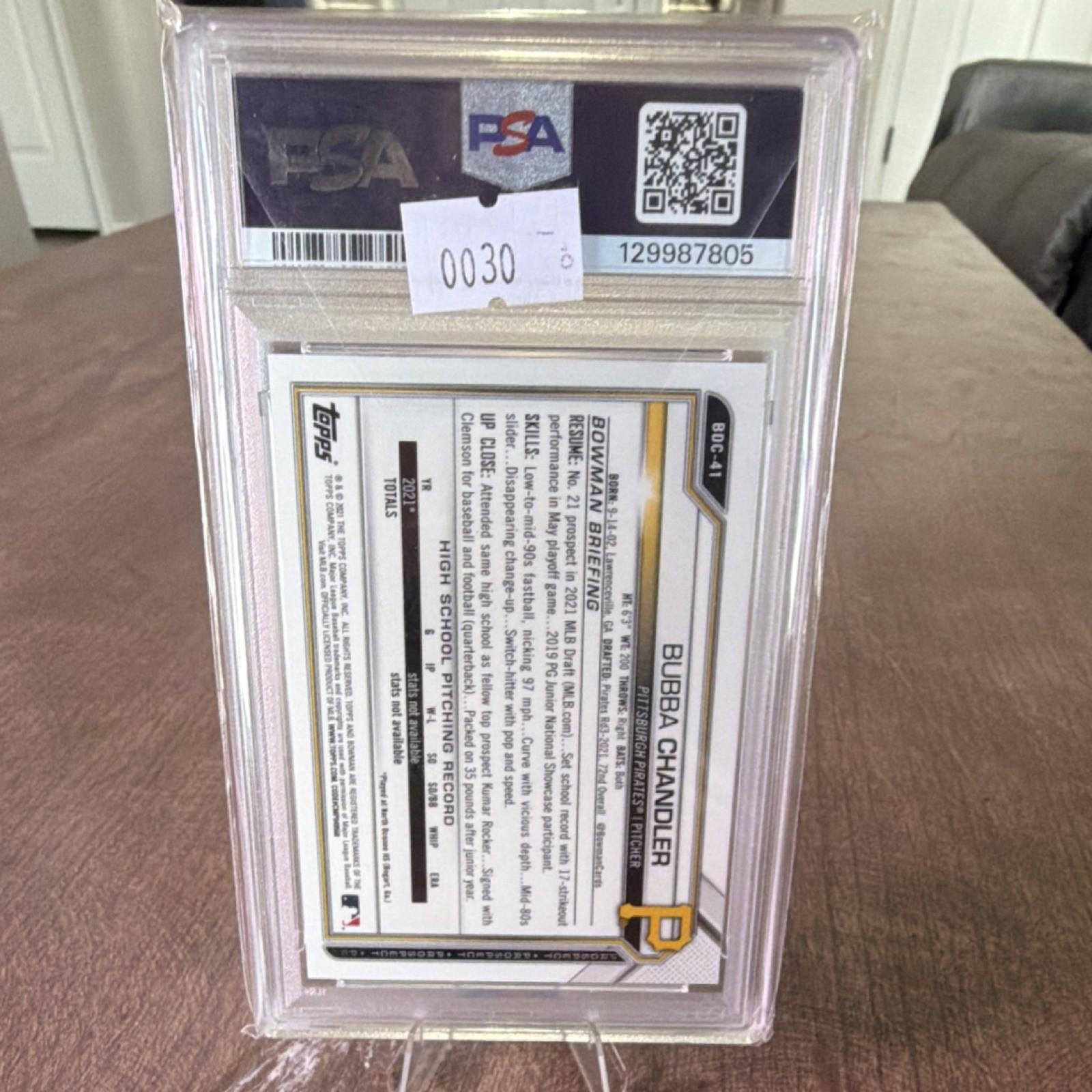 Topps 2021 Bowman Draft Chrome Bubba Chandler #BDC-41 Green Sparkle /99 Rookie …