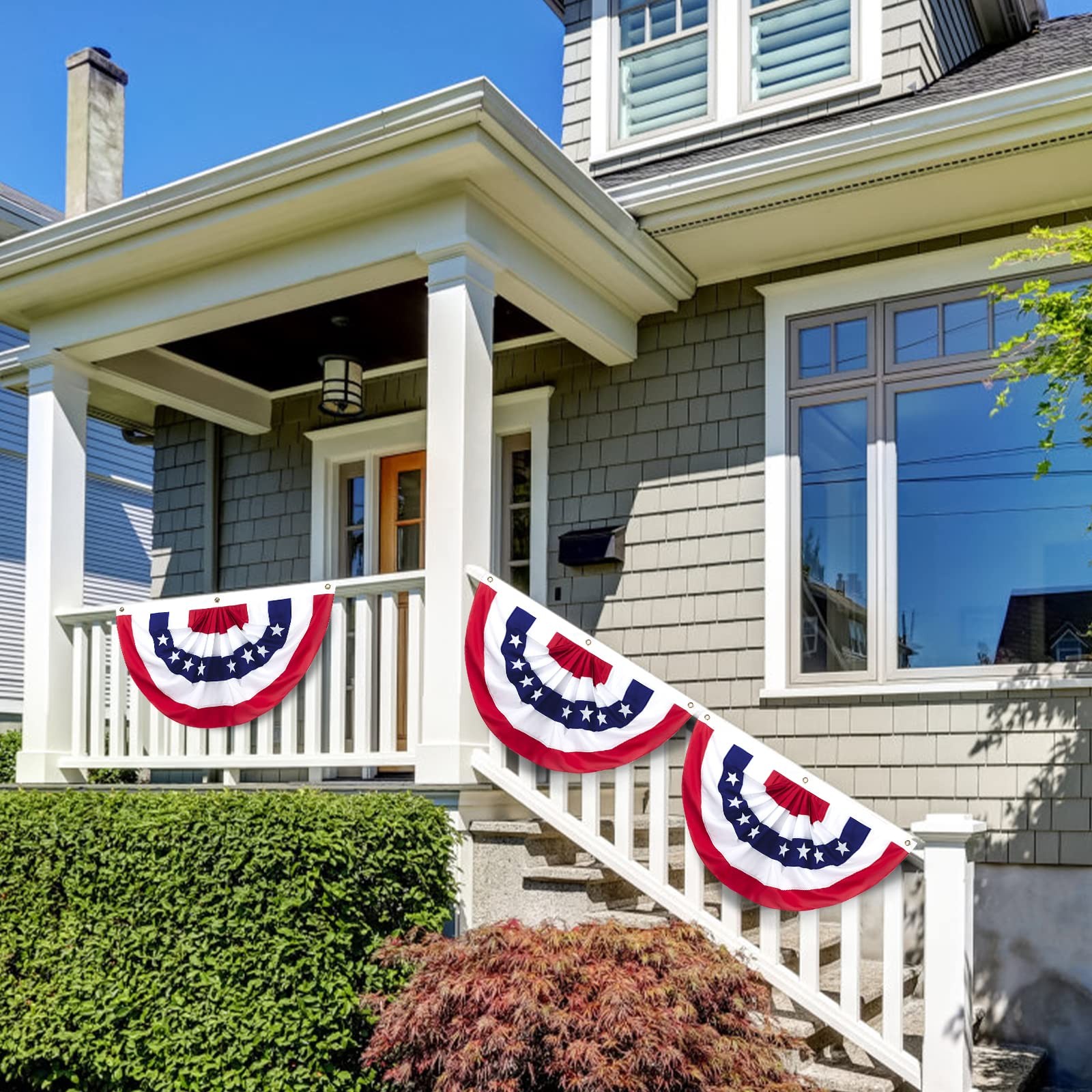 Outdoor USA Bunting Flags 1PCS 2×4 FT American Pleated Fan Flags, Red 1pcs