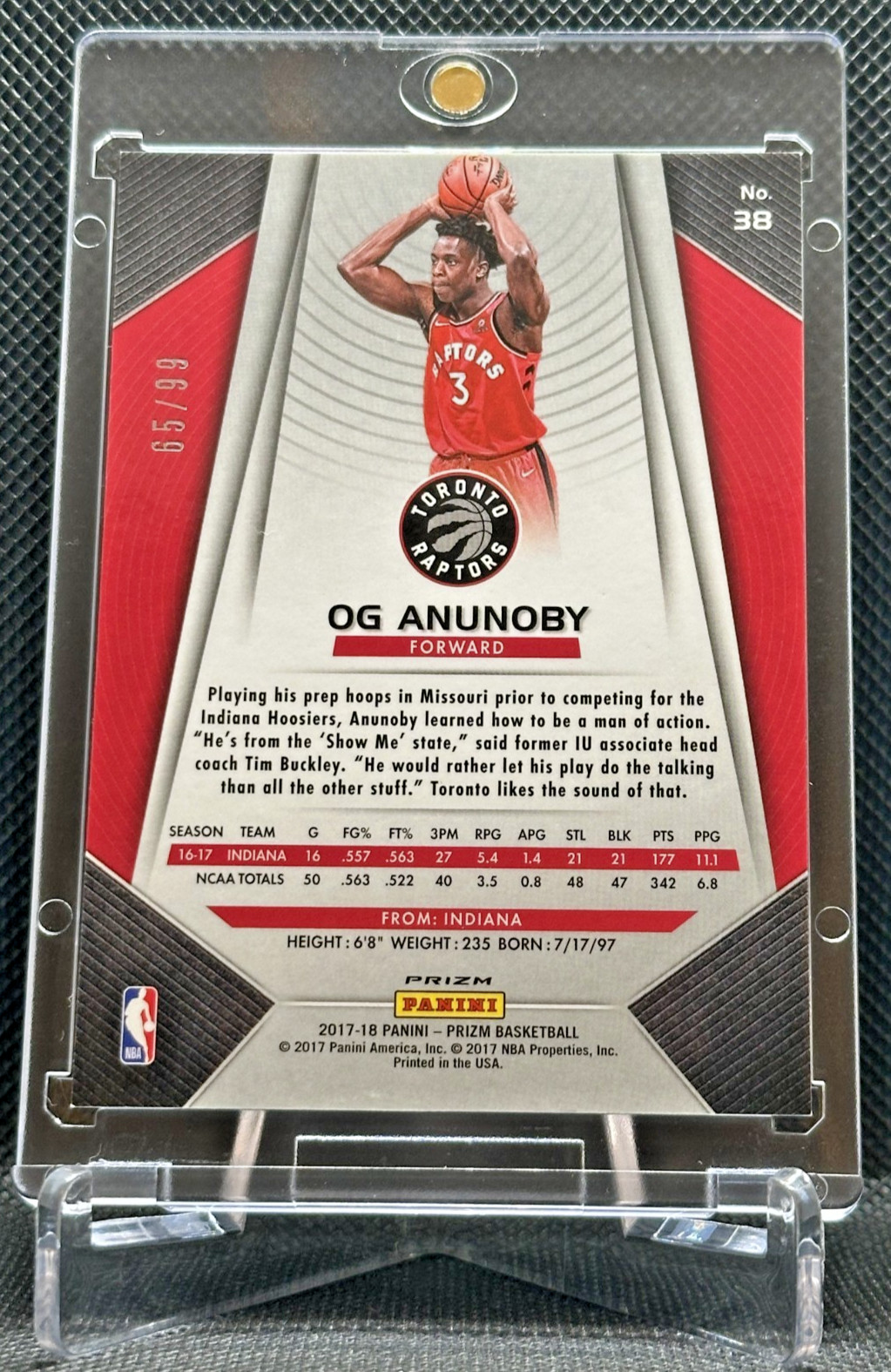 2017 Prizm #38 OG Anunoby RC BLUE ICE /99 RARE Raptors Rookie Card NY Knicks!