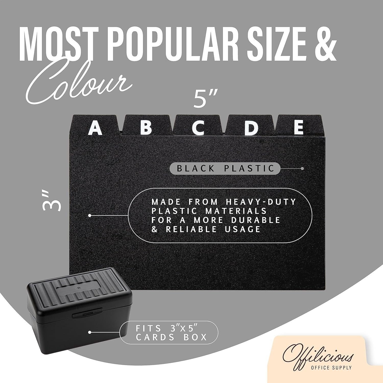 25 Black Index Card Dividers 3X5″ – Large Index Cards for Index Card Box, Index