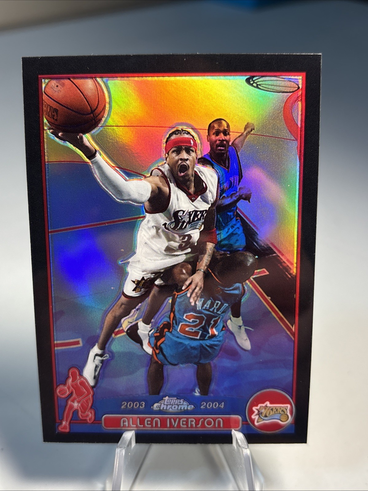 2003-04 Topps Chrome 🏀 – Allen Iverson #3 Black Refractor #d 447/500 – 76ers