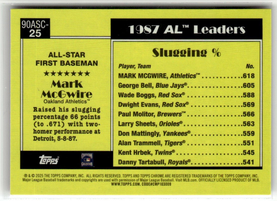2025 Topps Chrome 1990 Baseball Mojo Mark McGwire #90ASC-25