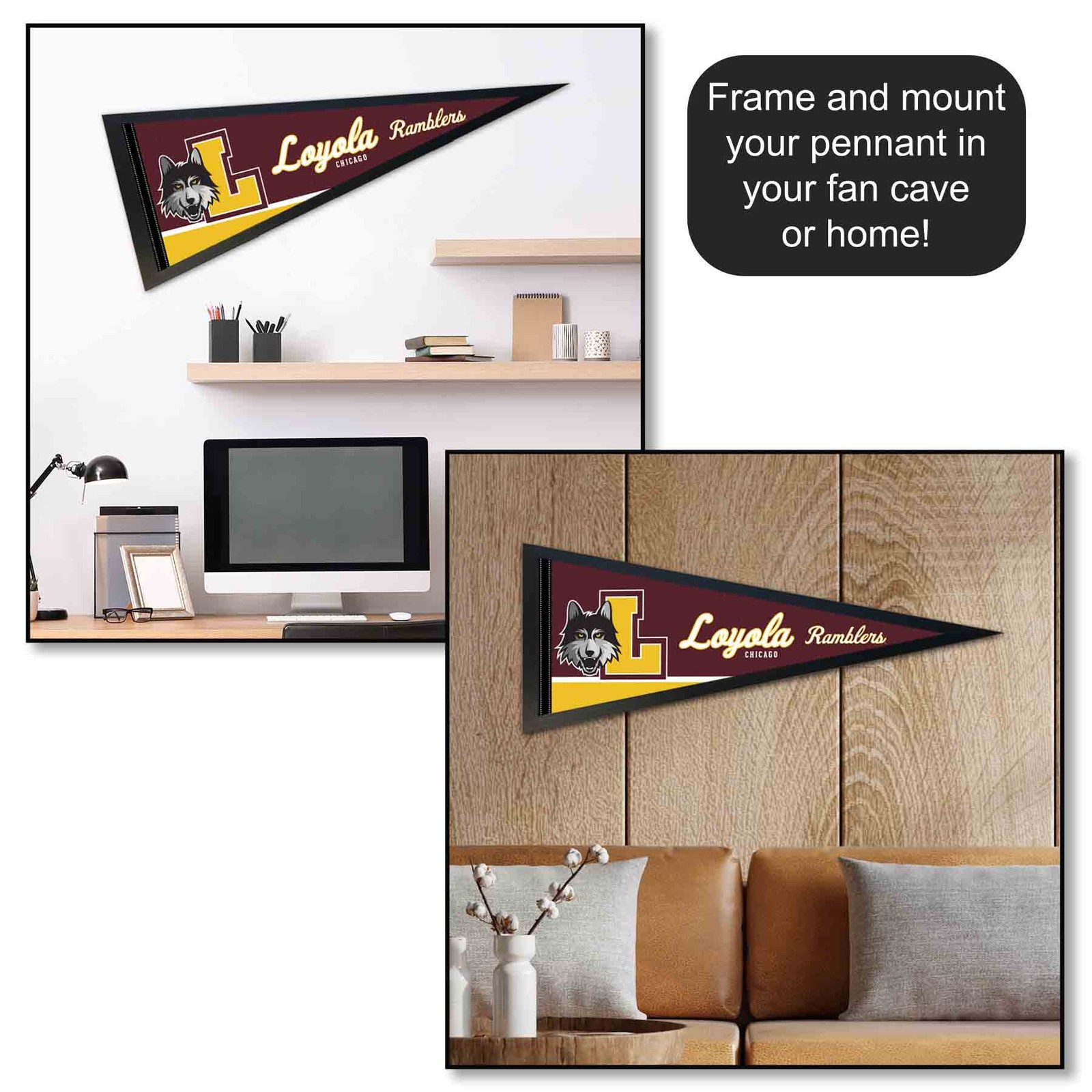 Loyola Chicago Ramblers 12 in X 30 in College Pennant