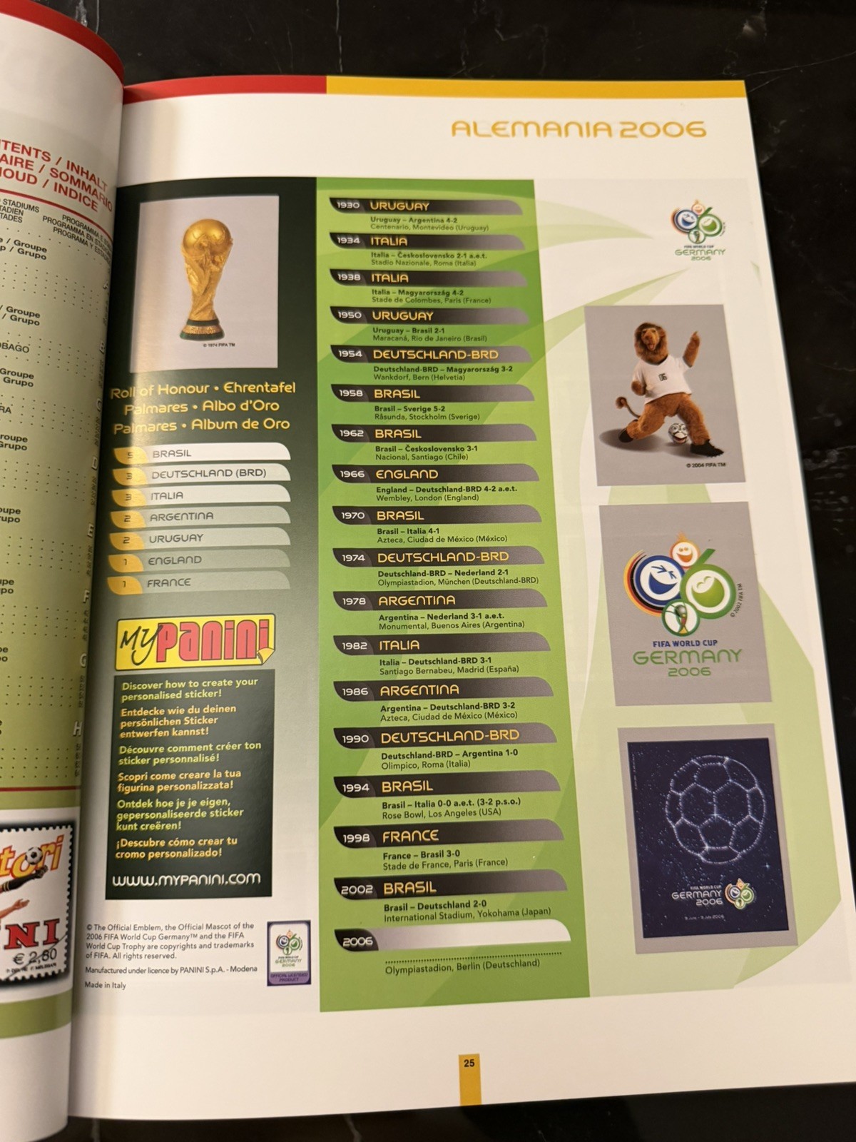 Panini FIFA World Cup Germany 2006 Book With Printed Stickers Full Set Germany