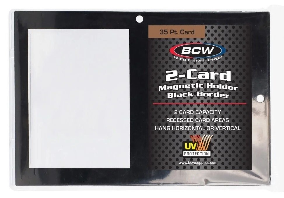 1 BCW 2-Card Magnetic Holder – 35pt Black Border Recessed UV Protection Case New