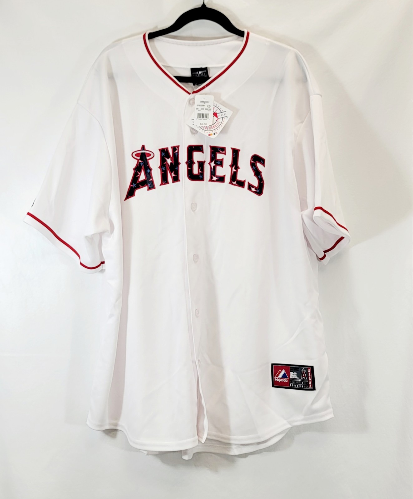 NWT Majestic Jersey Anaheim Angels Adult XXL White Stitched MLB Baseball 2XL