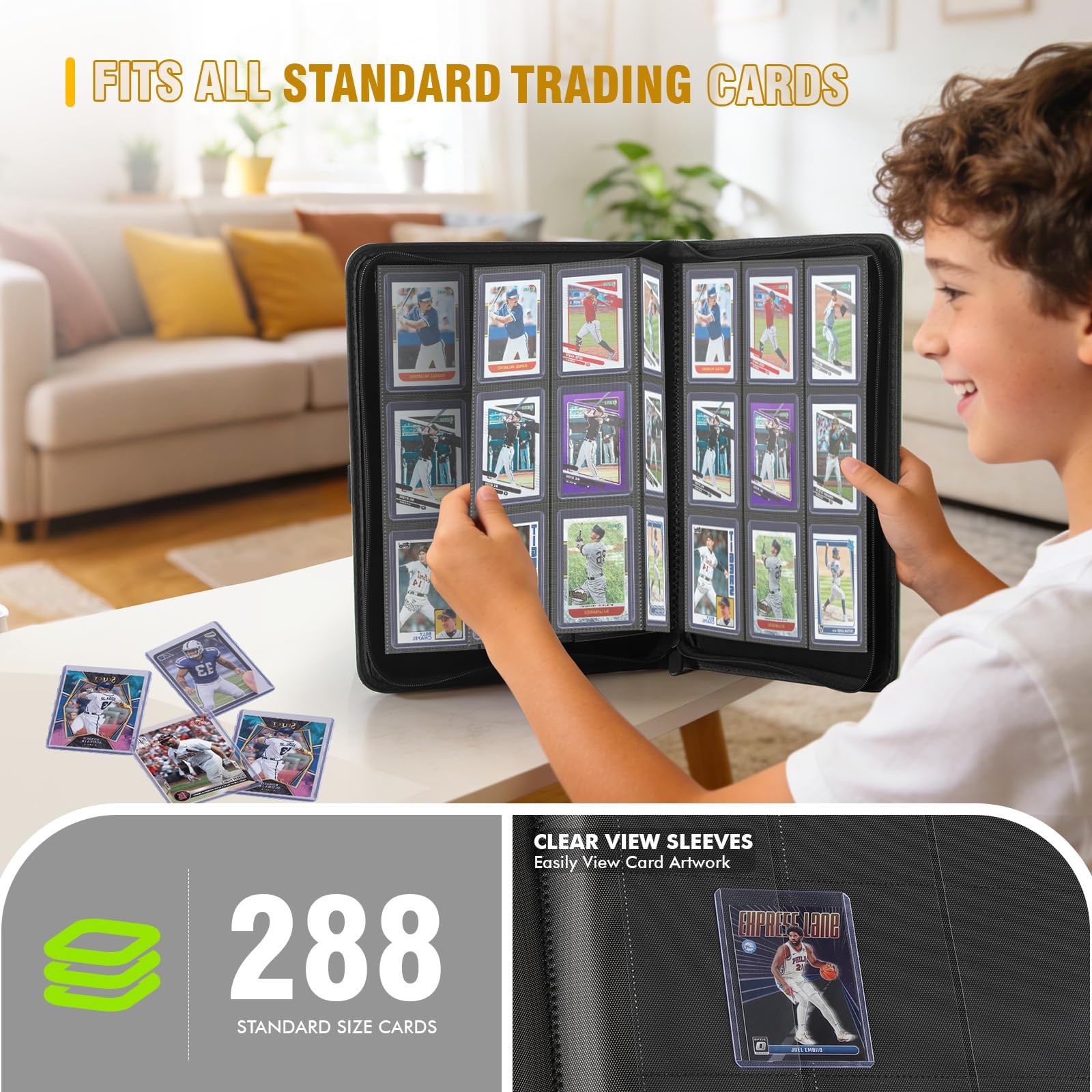 Top Loader Binder Trading Card for Sports & 3 x 4 inches, Green