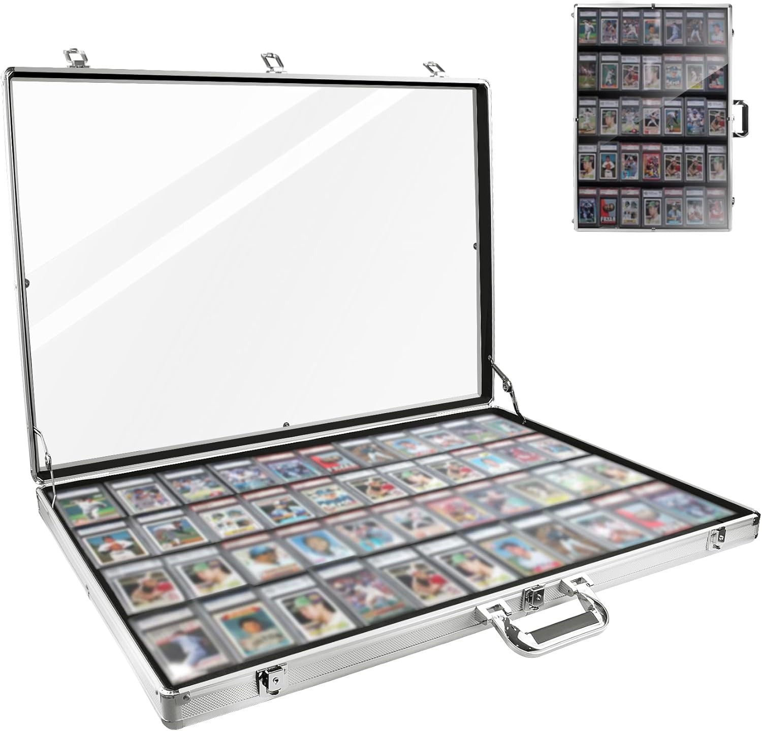 34 in X 22 in Silver Card Show Display Case Large Aluminum, Trading Card Display
