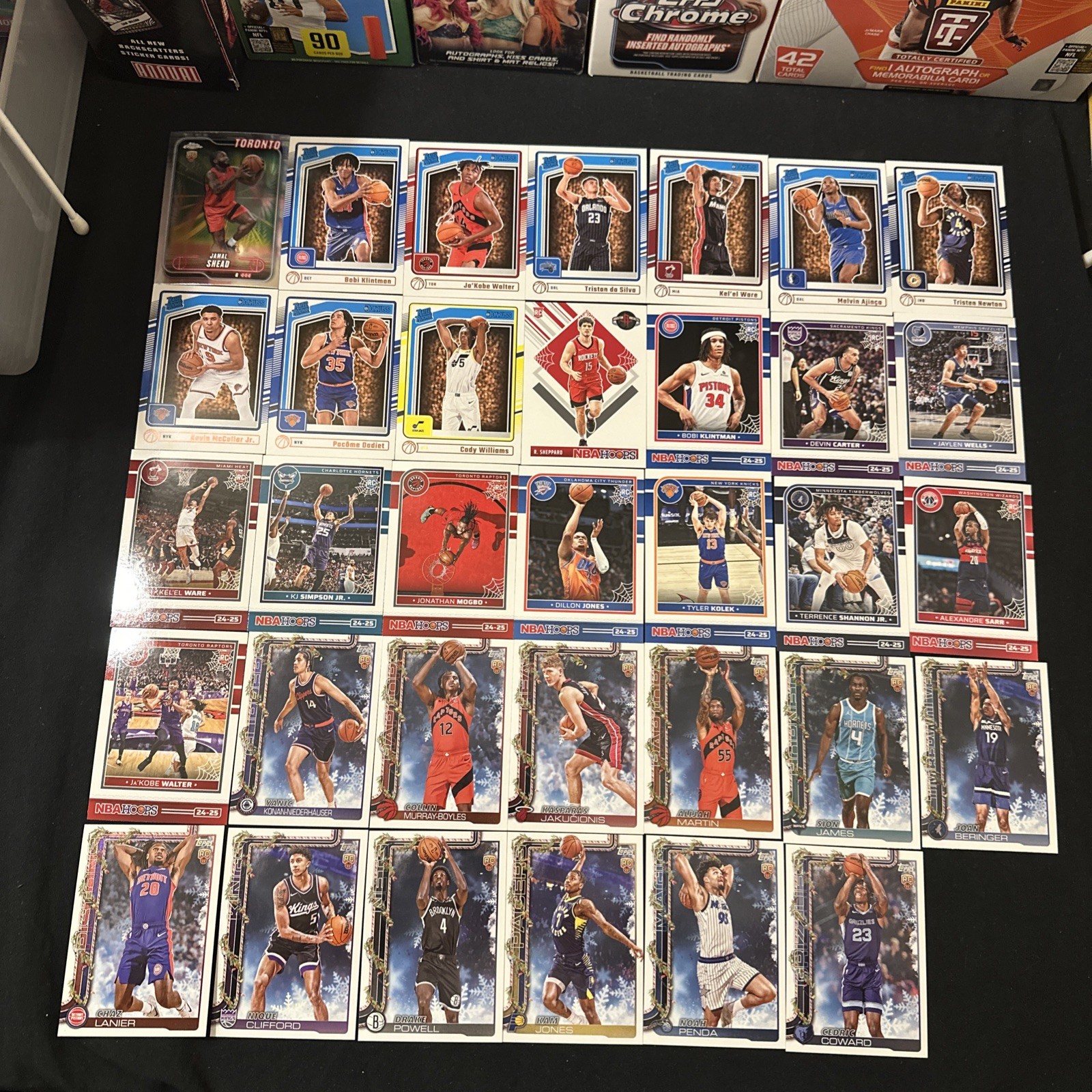 NBA Rookie Lot of 127 Cards – Bronny, Castle, McCain, More – w/ Hinge Card Boxes