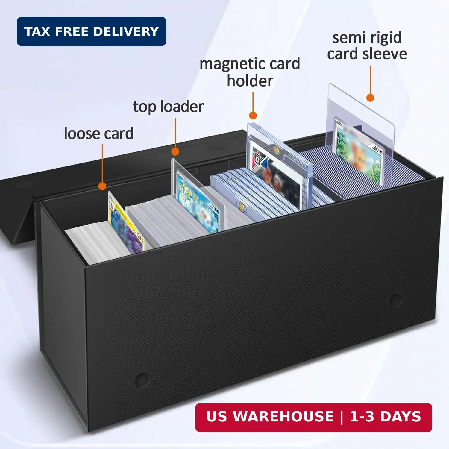 Semi Rigid Card Holder & Magnetic Storage Box Case for Trading Cards – 1ct Black