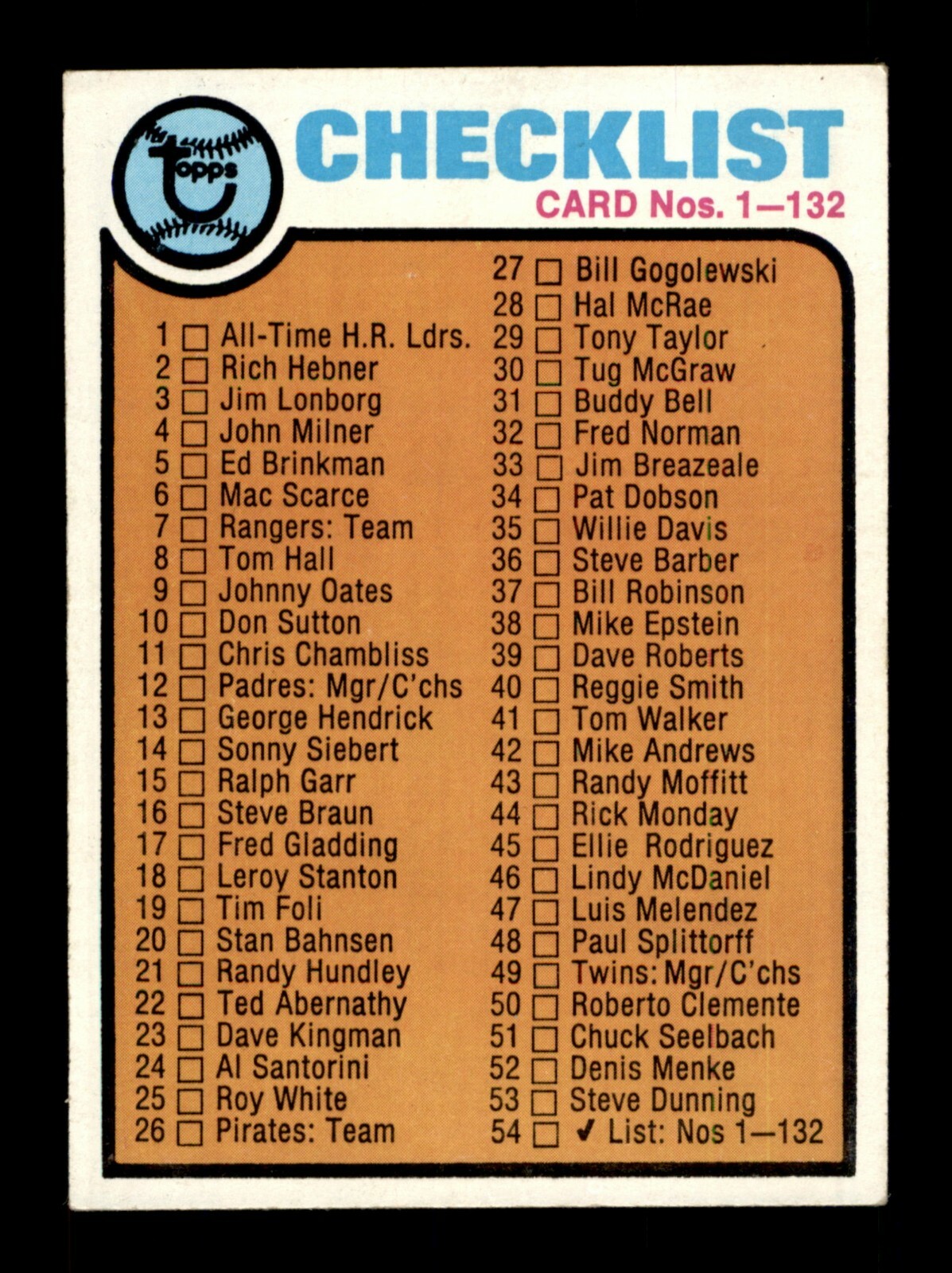 1973 TOPPS BASEBALL 1 TO 150 / SEE DROP DOWN MENU FOR CARD YOU WILL RECEIVE.