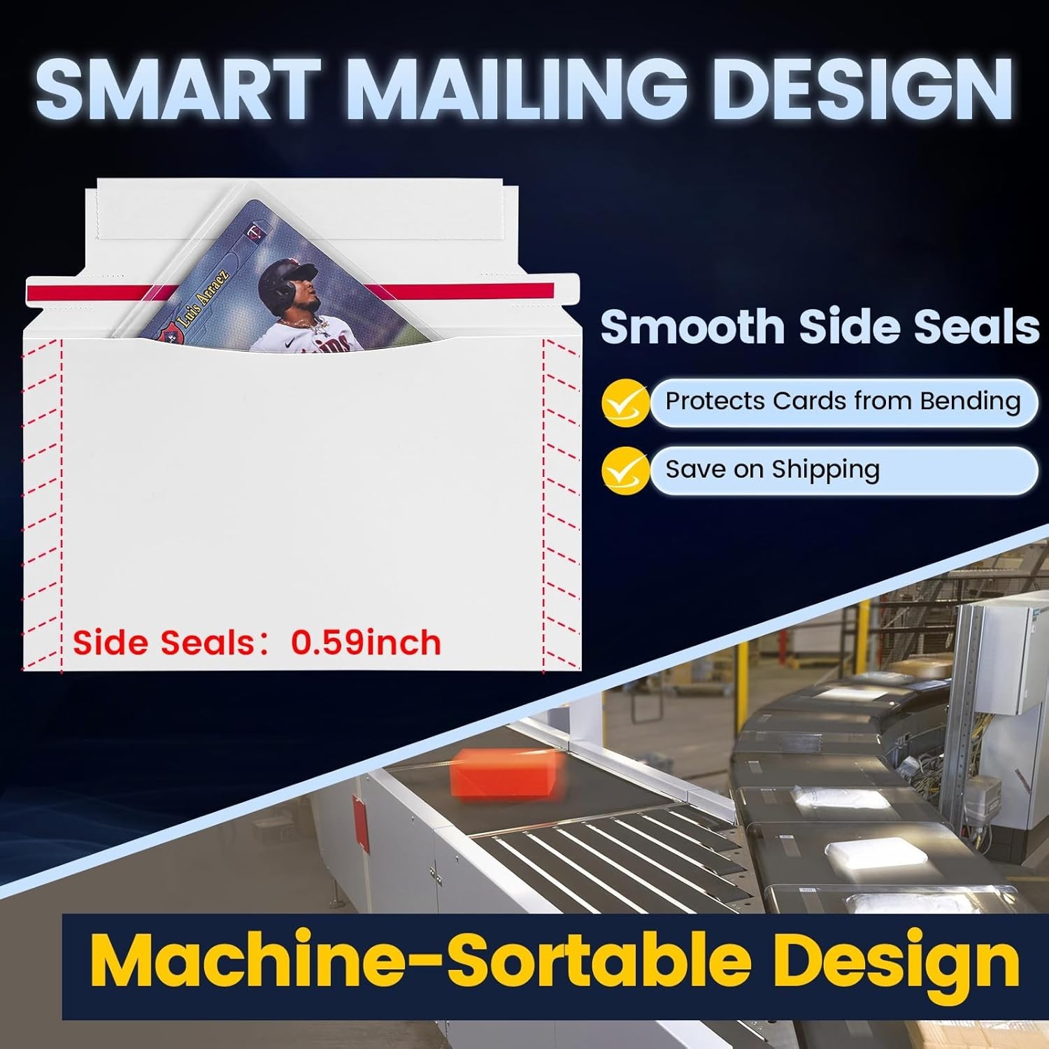 Efficient 50 Pack Trading Card Shipping Mailers – 7″ x 4.35″ for Collectors