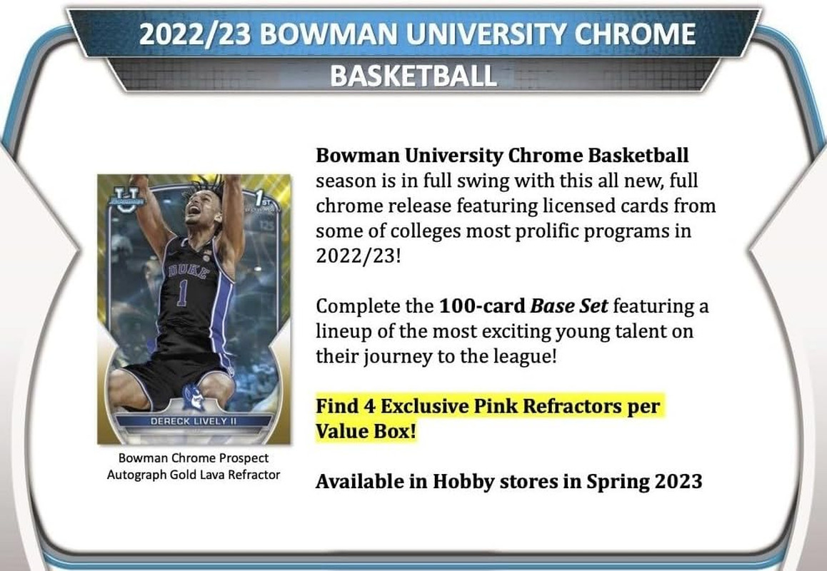 2022 2023 Topps Bowman University Chrome Basketball Series Unopened Factory Seal