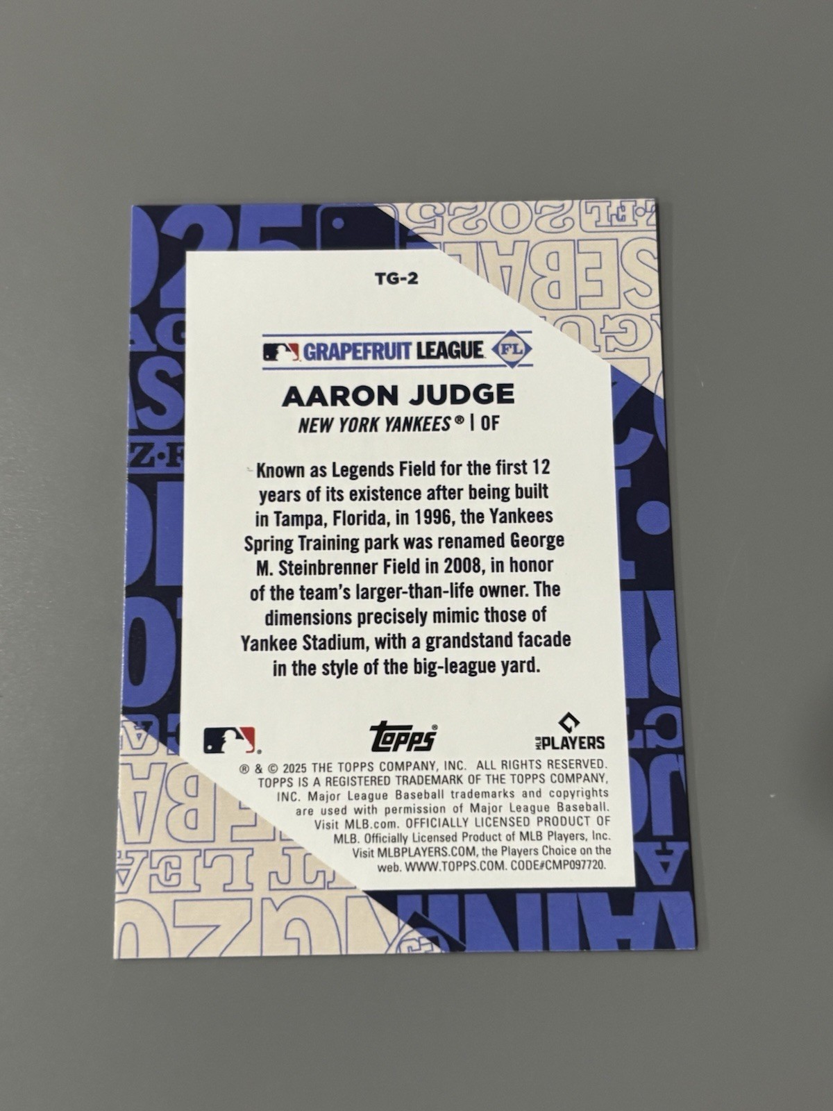 Aaron Judge 2025 Topps Series 1 Baseball Grapefruit League #TG-2 – Yankees