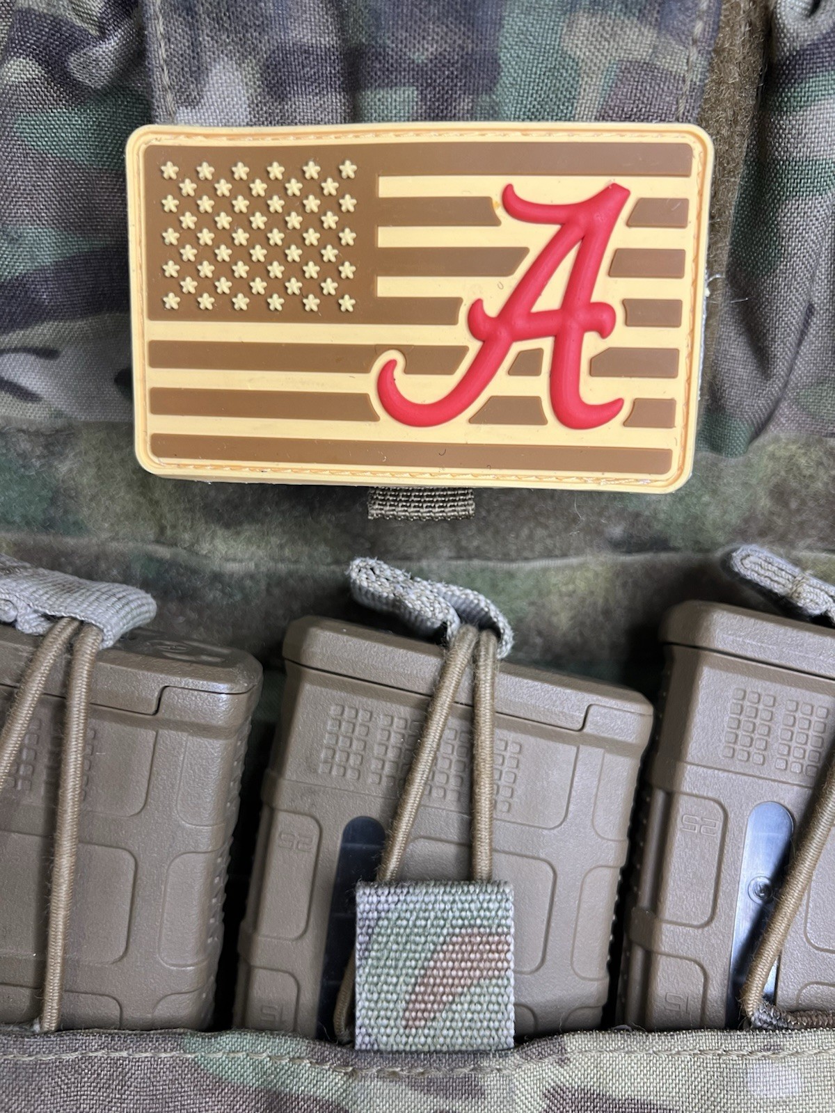 Military American Flag Alabama Crimson Tide Collage football PVC Patch Vlcr