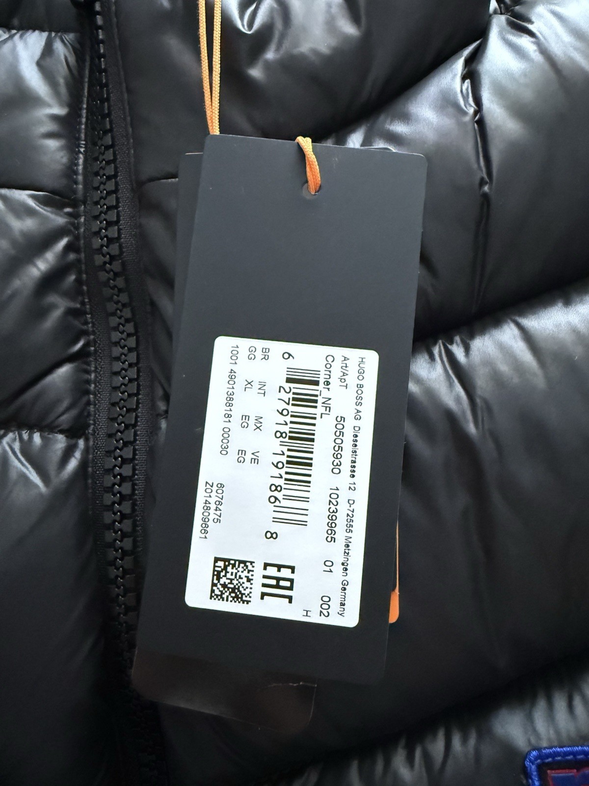 Men’s BOSS x NFL NY Giants Water-Repellent Padded Gilet Size XL