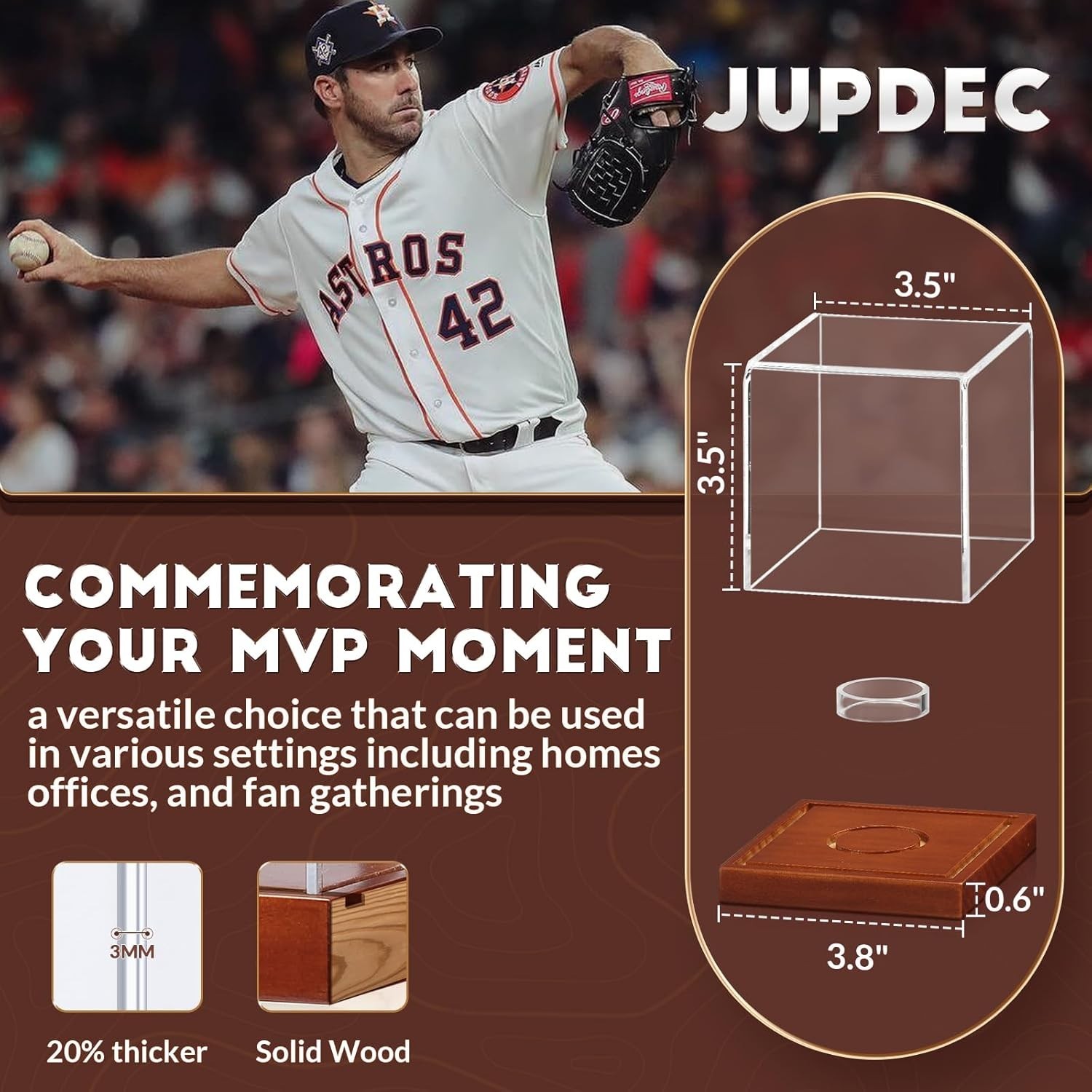 Clear Acrylic Baseball Holder on Wooden Base – Perfect for Memorabilia Display
