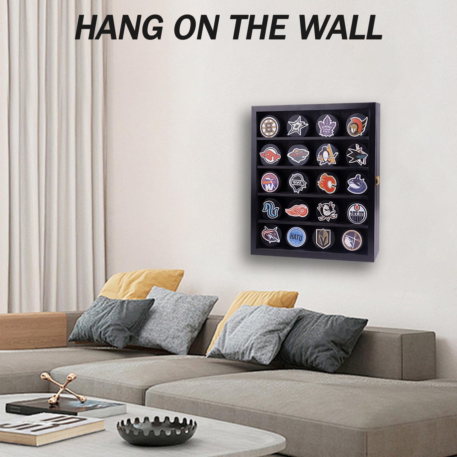 20 PCS Hockey Puck Display Case Wall Mount Holder Box Shadow Rack Storage