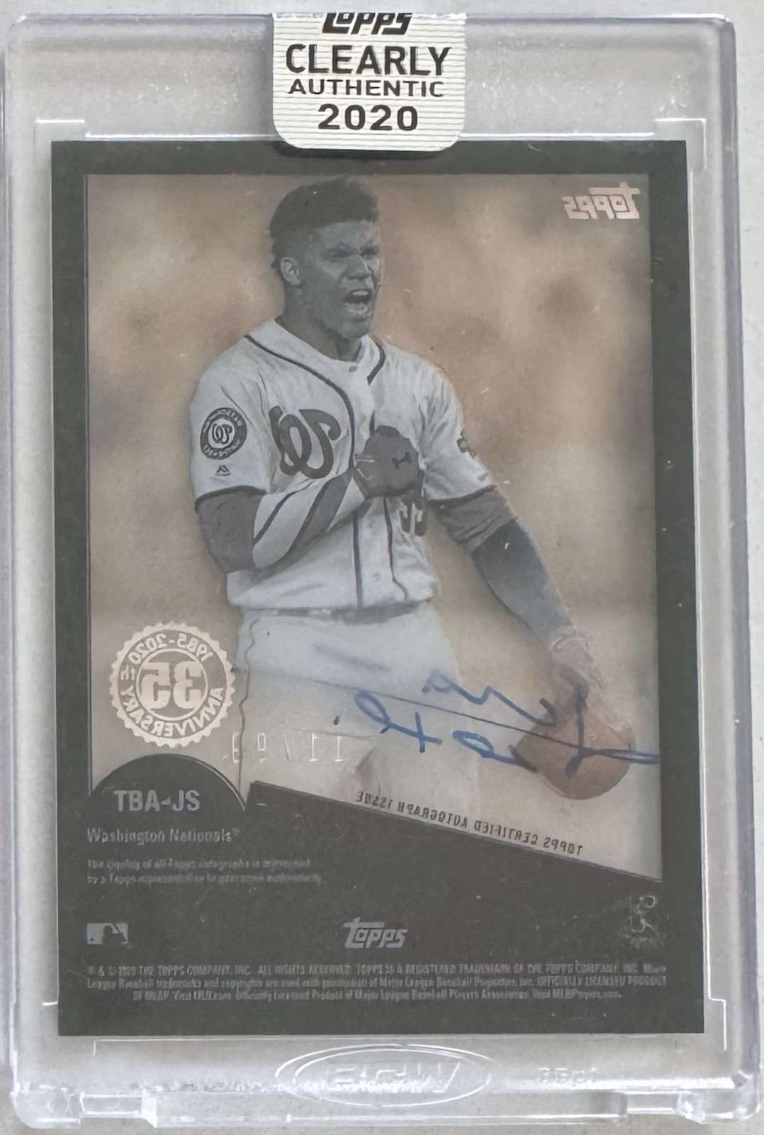 Juan Soto Auto /99 2020 Topps Clearly Authentic Green Anniversary Autograph Card