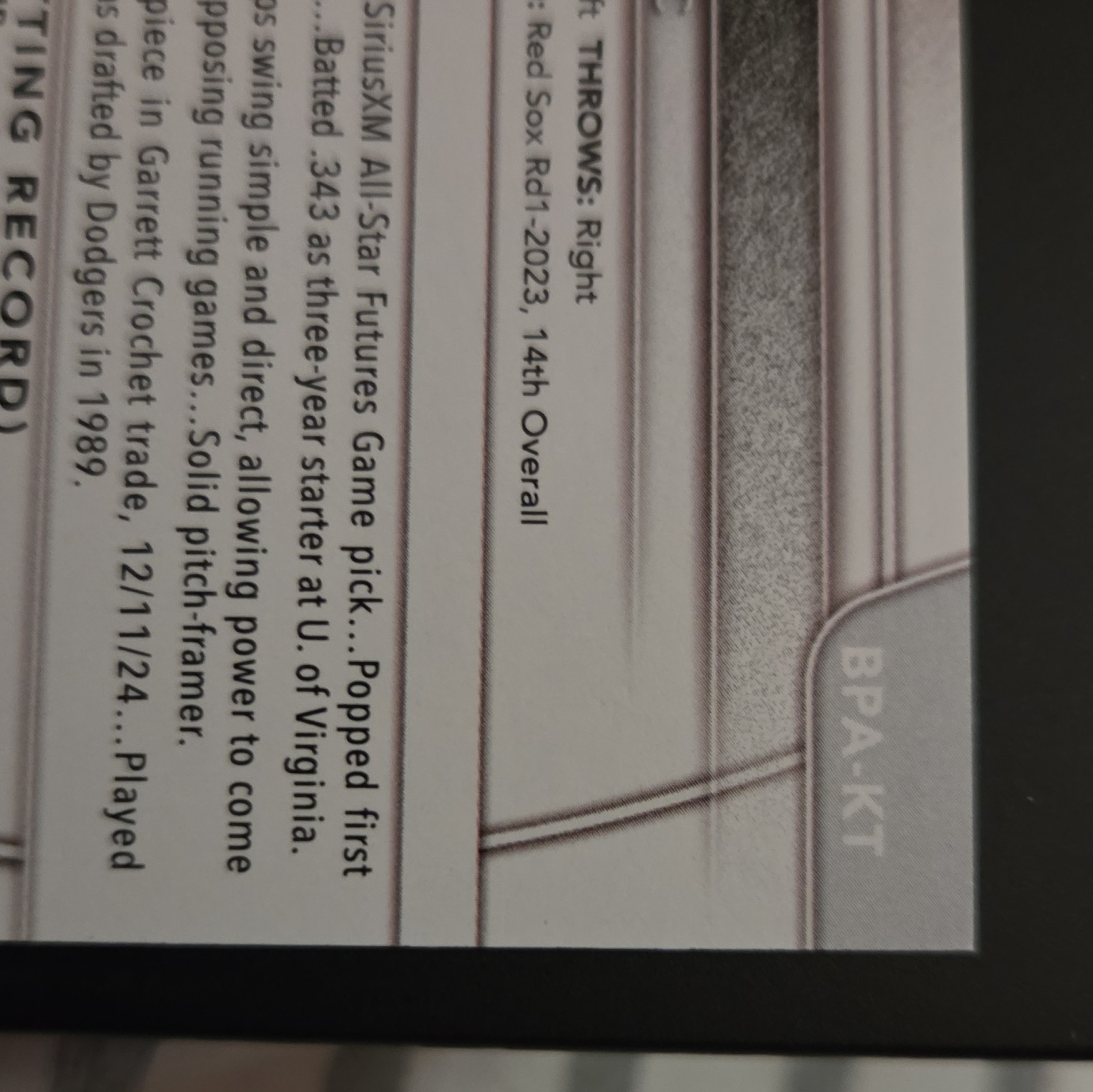 2025 Bowman Kyle Teel #BPA-KT Paper Prospect Retail Paper Auto BPA-KT