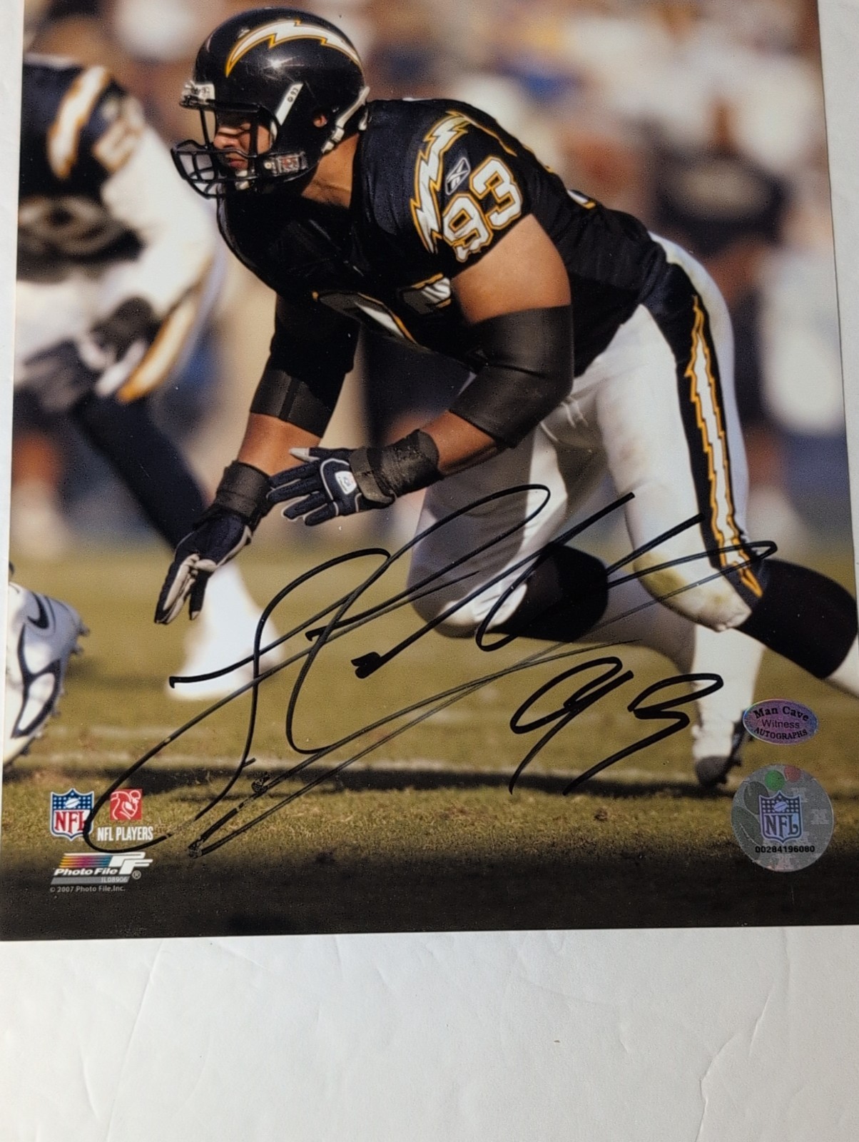 Junior Seau Auto Autograph 8×10 Photo Signed Chargers Legend NFL Logo