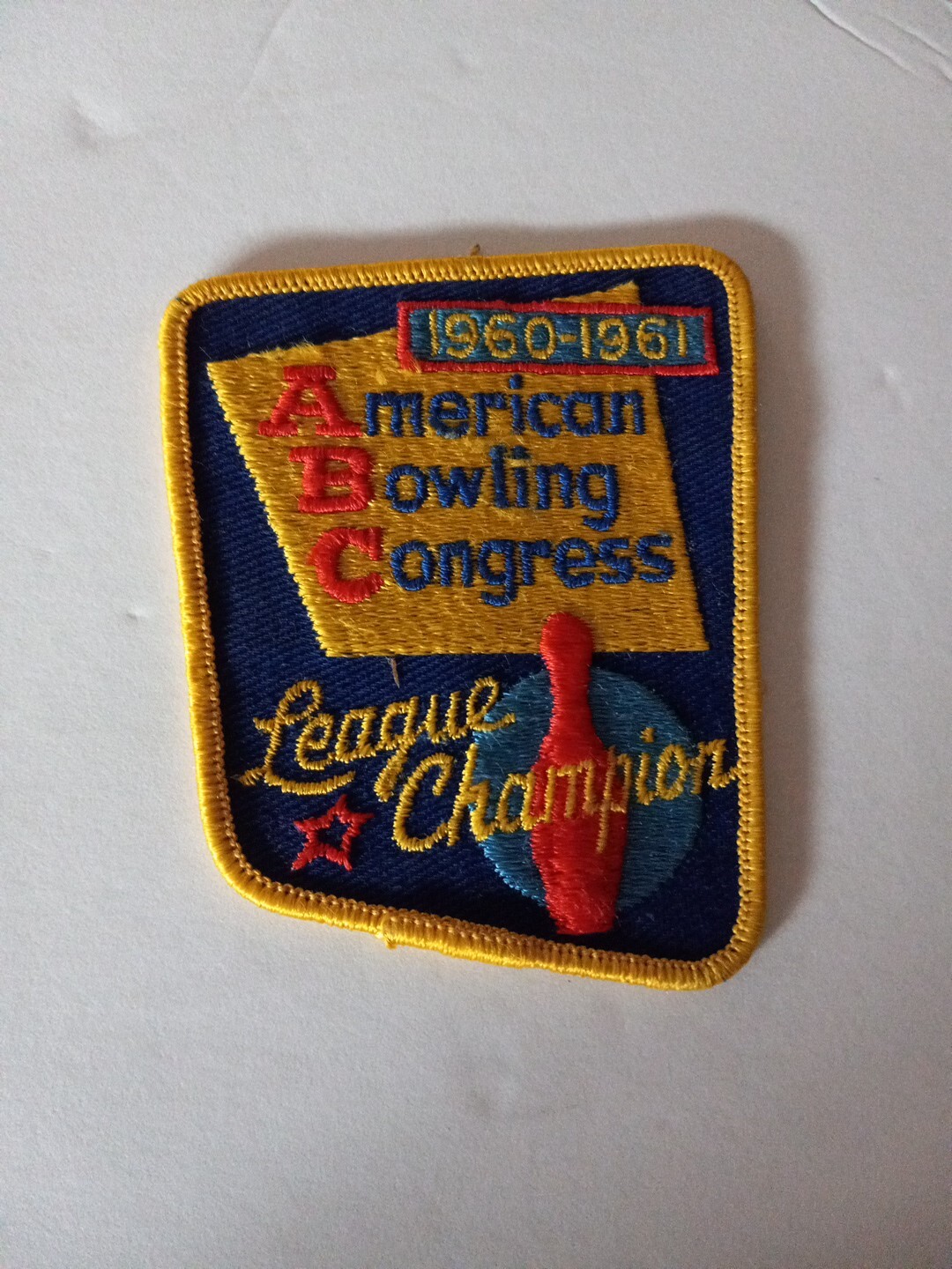 Retro Vtg Collectible Bowling 1960-61 ABC League Champion Patch Approx 3″x 3 3/4
