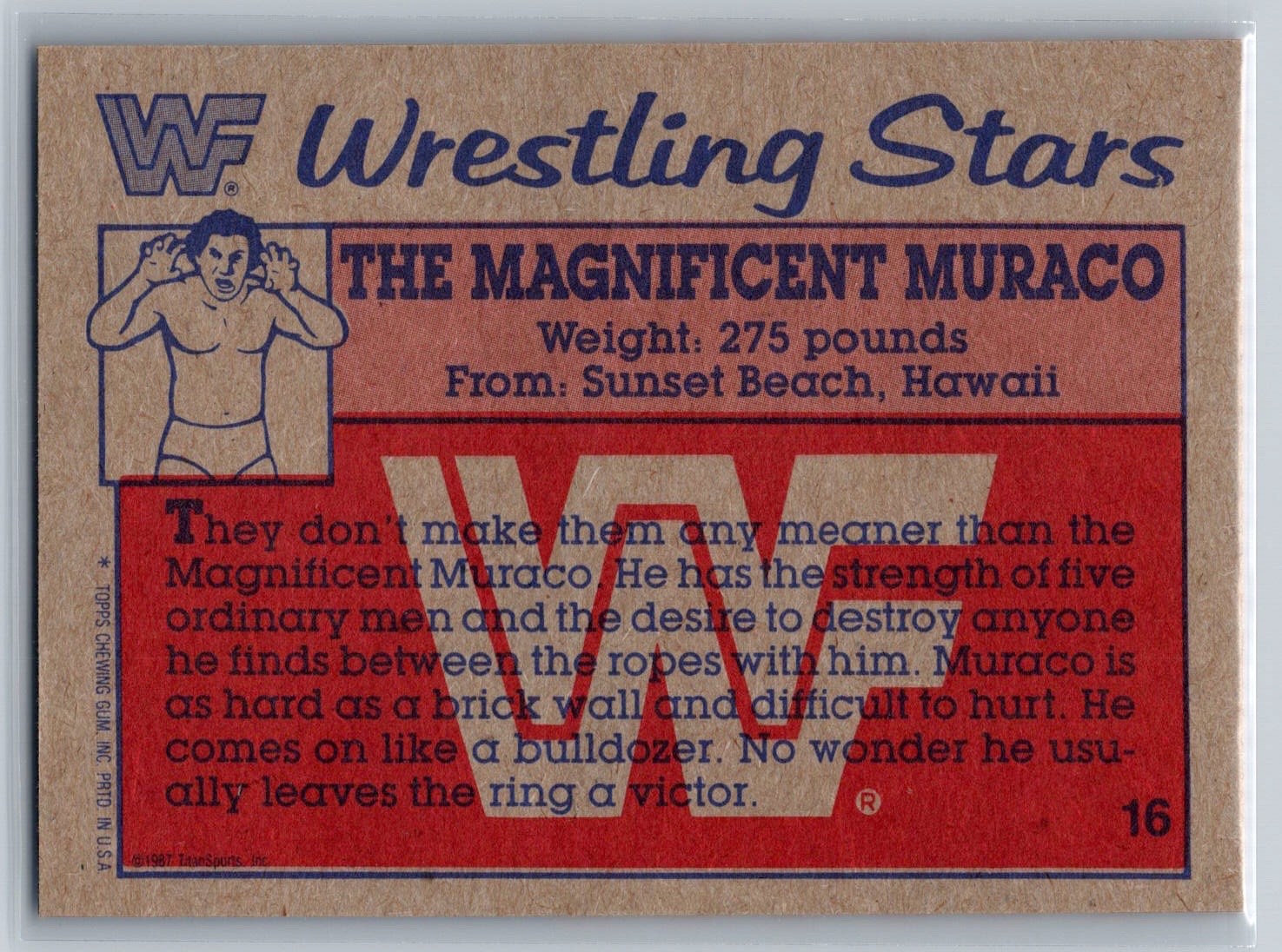 1987 Topps Wrestling WWE WWF #16 Don The Magnificent Muraco