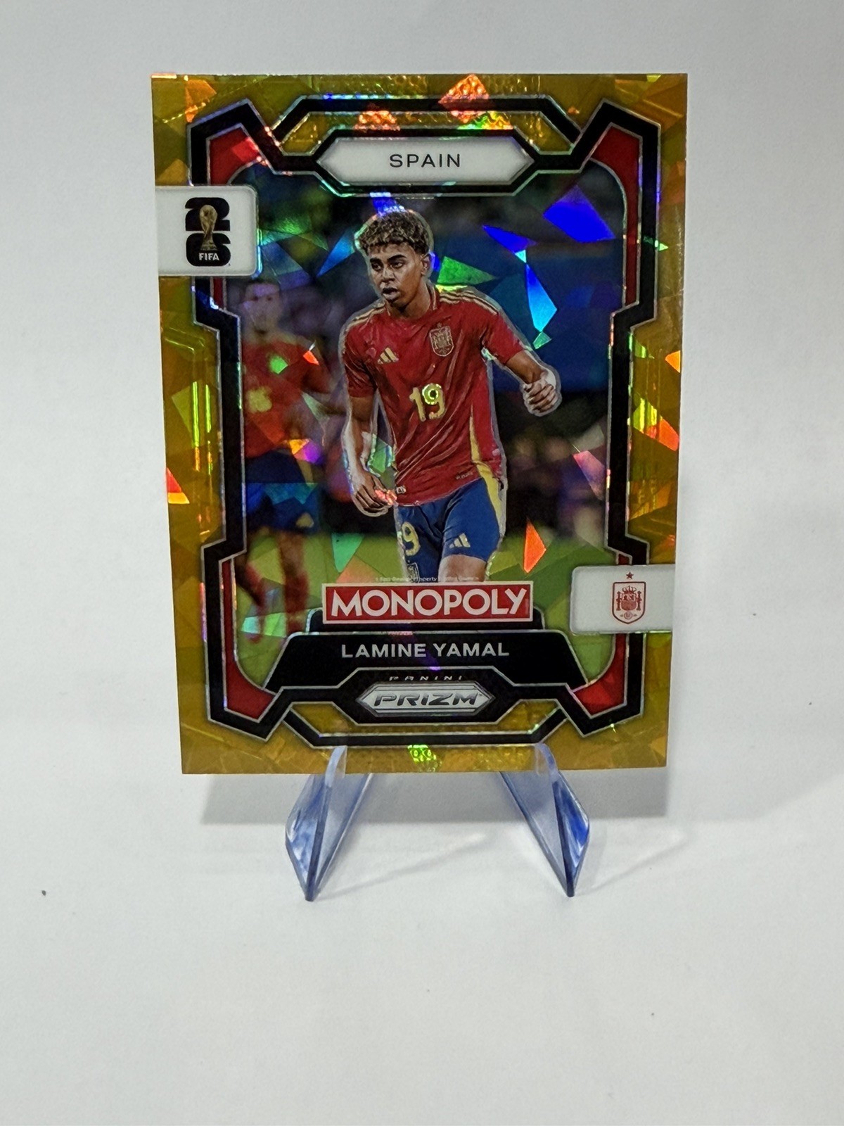 2026 Prizm Monopoly Fifa World Cup Lamine Yamal #41 SSP Gold Cracked Ice Prizm