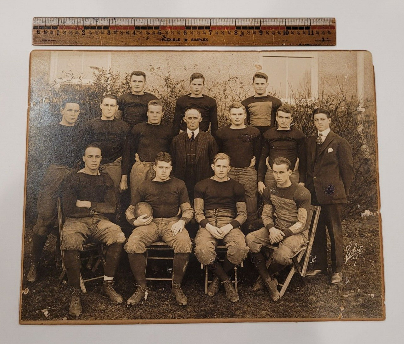Early 1900’s FOOTBALL TEAM 10.5×13.5 In Original Mounted Photo-UNIFORM-NEW YORK