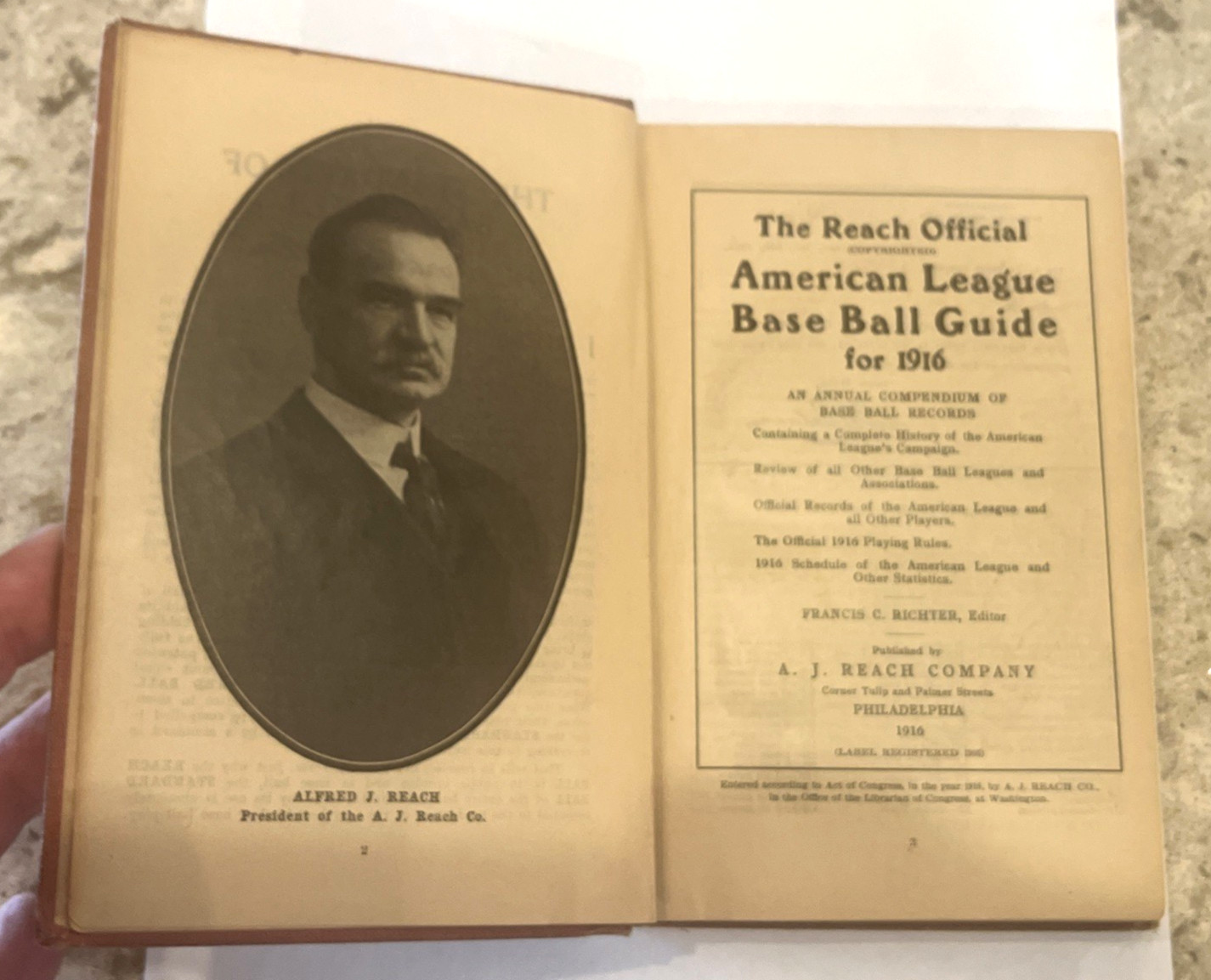 RARE 1916 The Reach Baseball Guide Hardcover Book Babe Ruth
