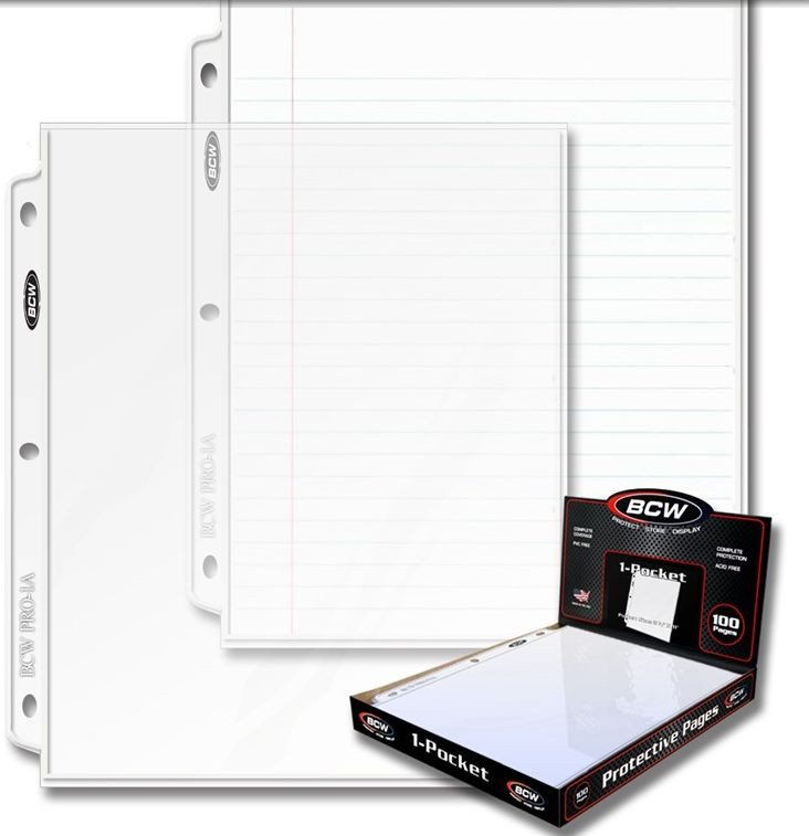 50 sheets – 1 pocket 8.5 8 1/2 X 11 Photos BCW Pages