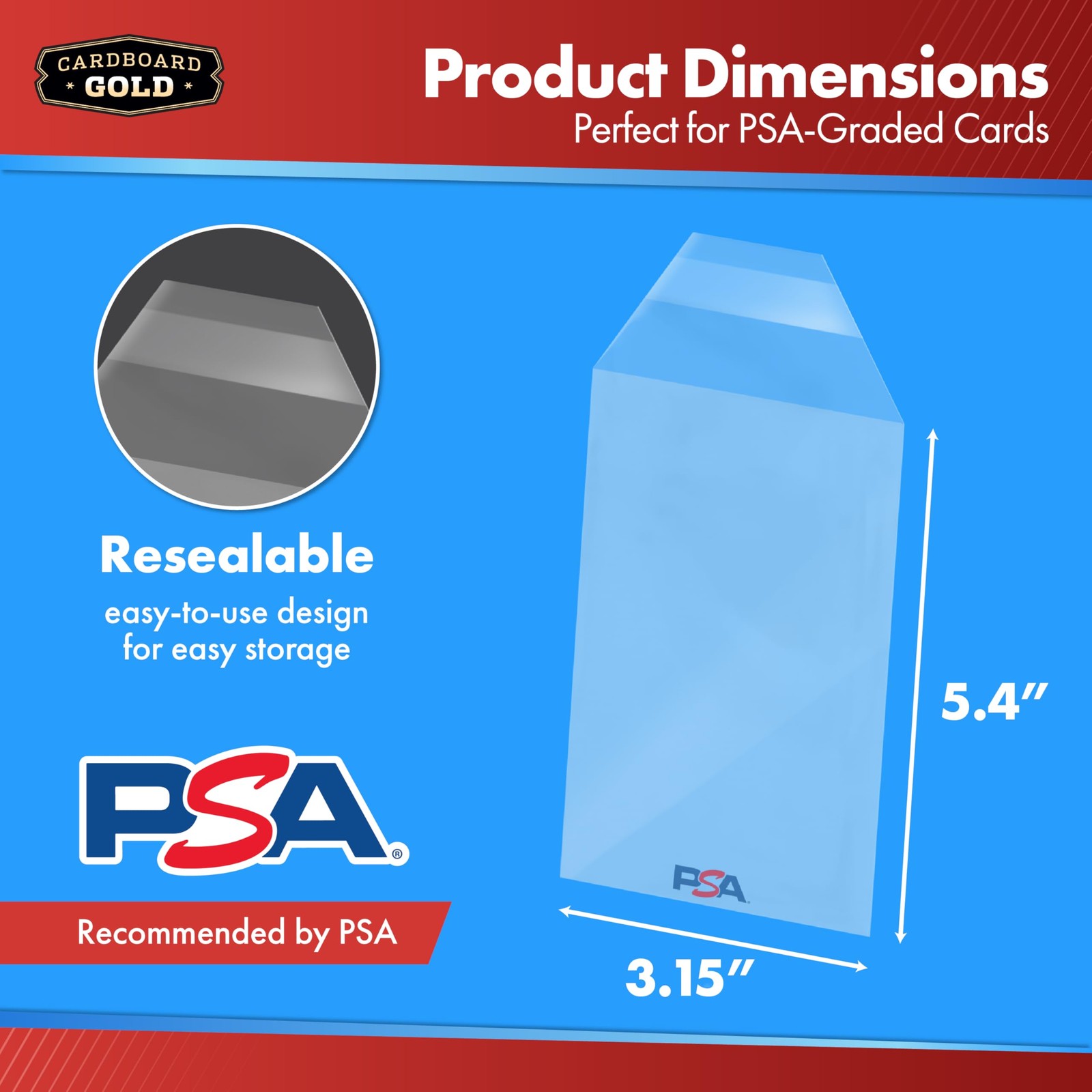 PSA Graded Card Sleeves – 50 Count with PSA Logo, Resealable Slabs Sleeve – P…
