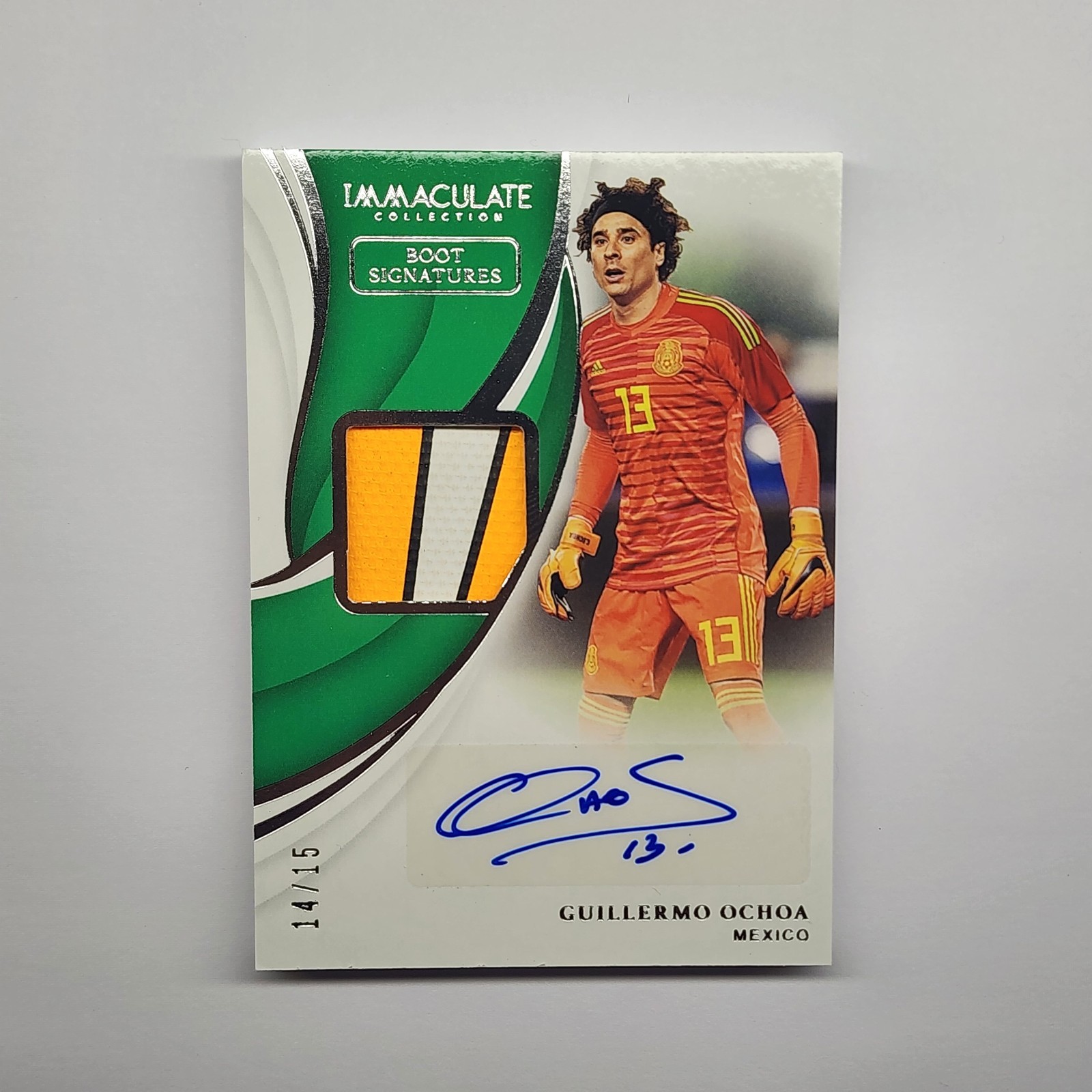 Guillermo Ochoa NIKE LOGO 2018-19 Panini Immaculate Mexico Boot Patch Auto /15